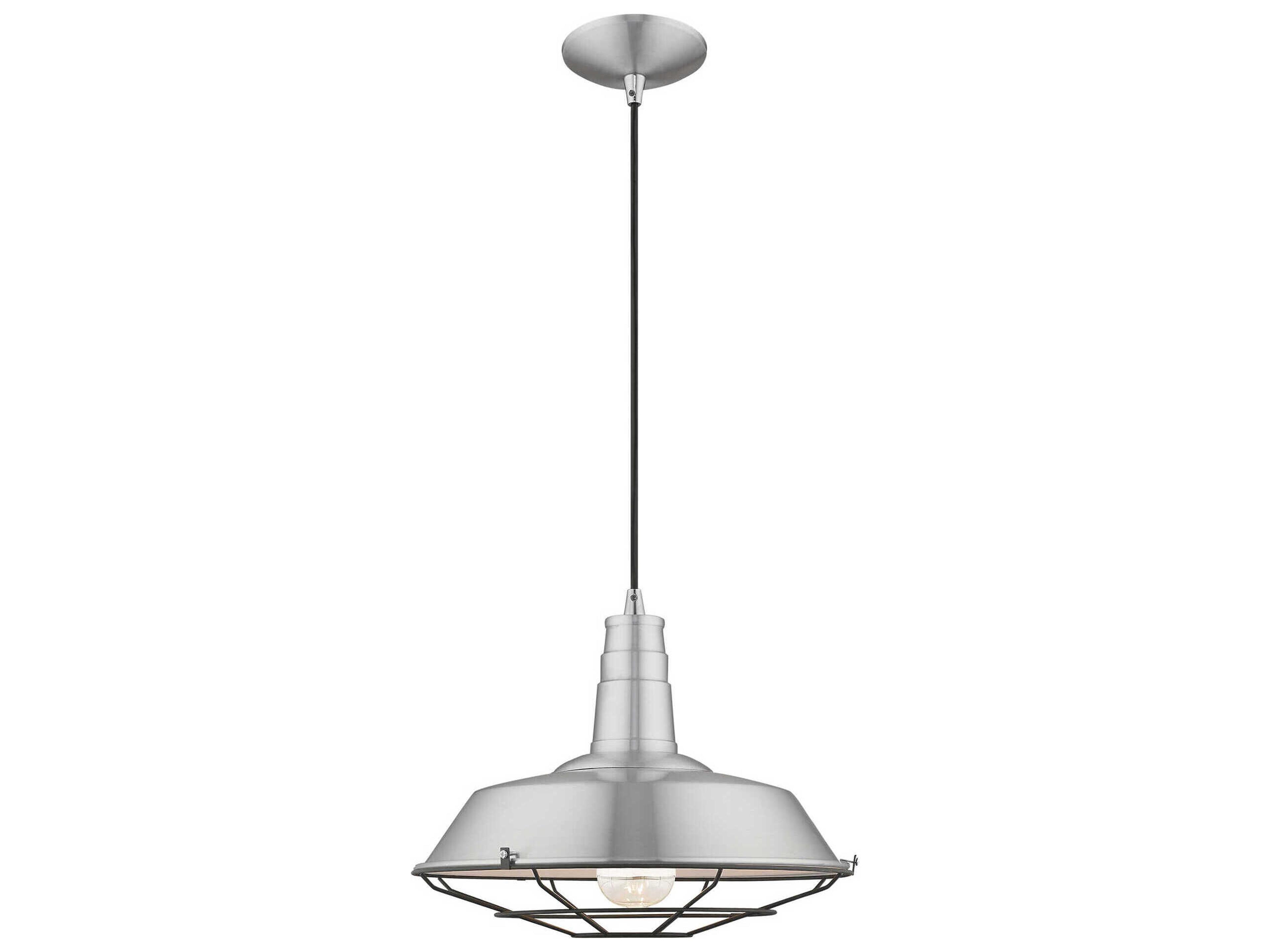 1-Light Brushed Aluminum Silver Pendant