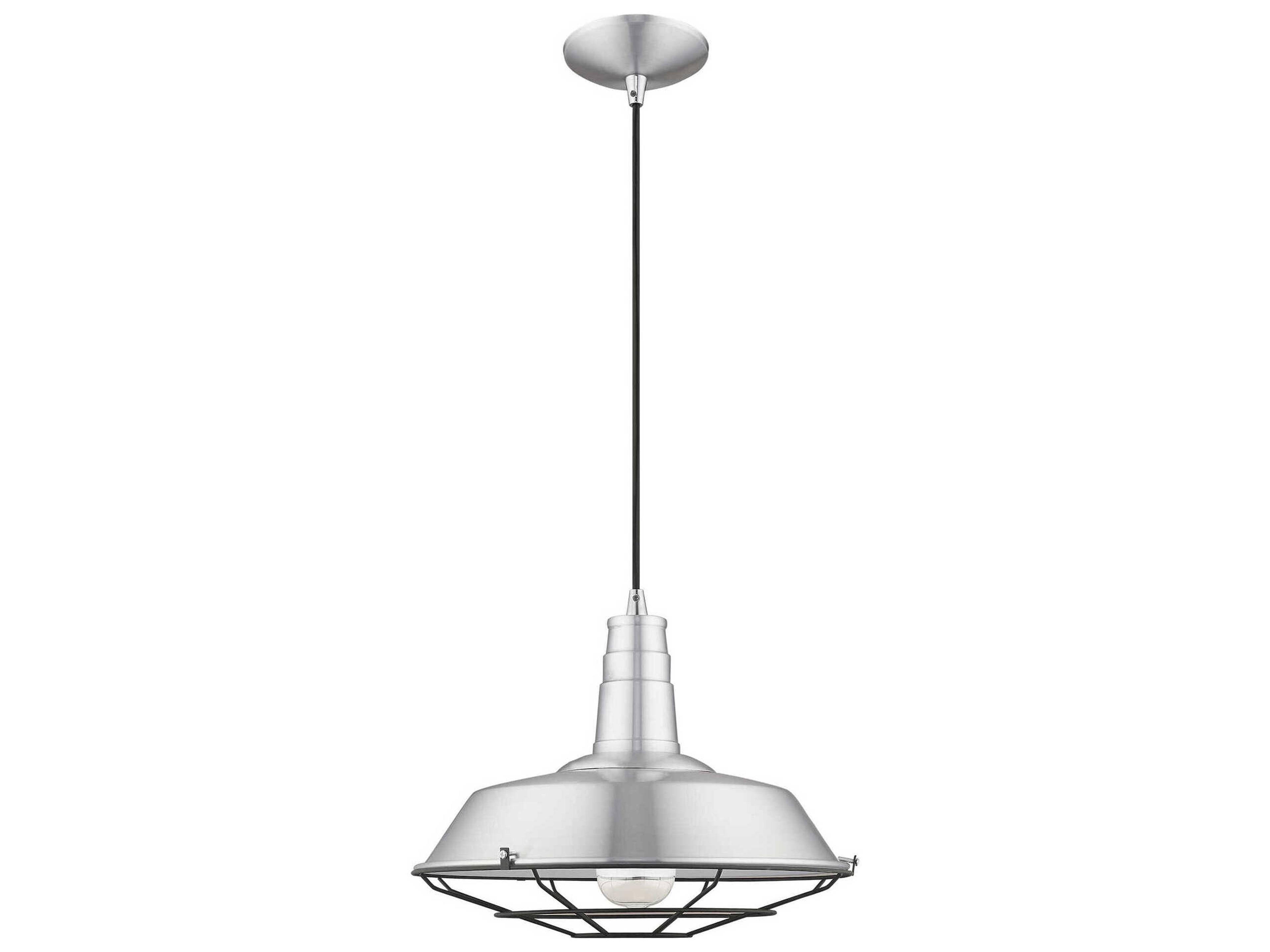 Livex Lighting 1-Light Brushed Aluminum Silver Pendant