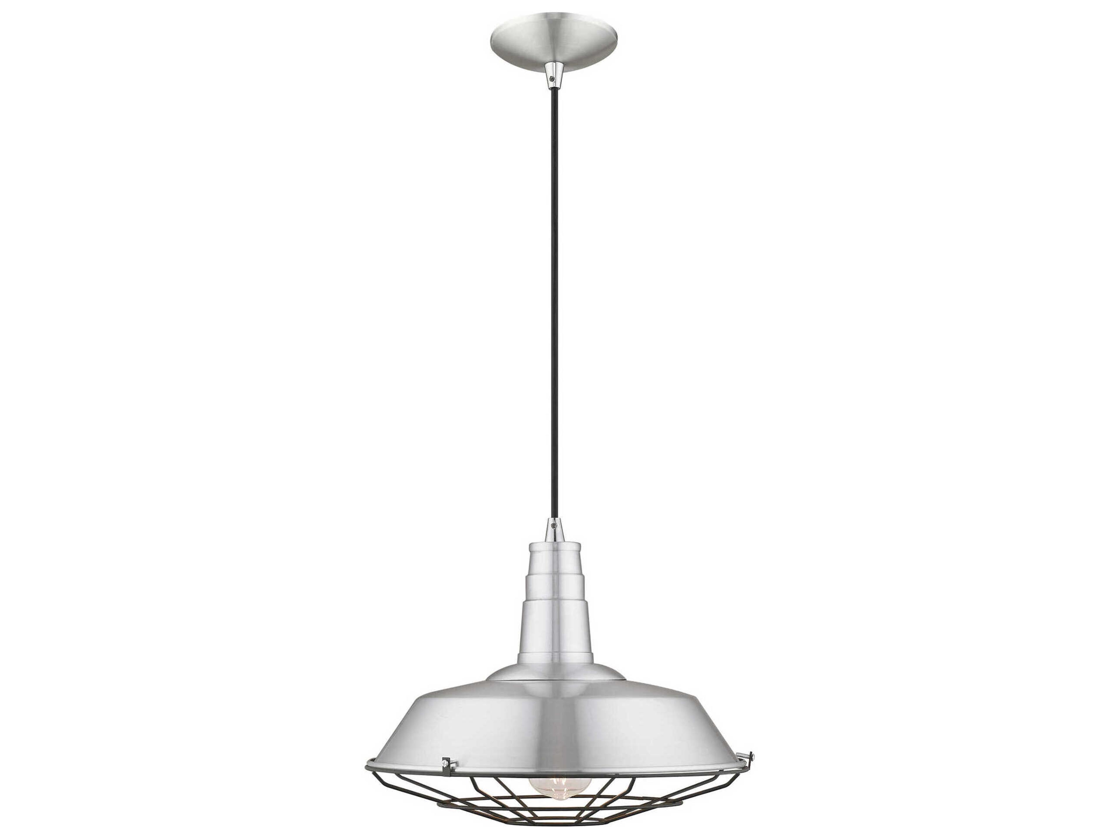 Livex Lighting 1-Light Brushed Aluminum Silver Pendant