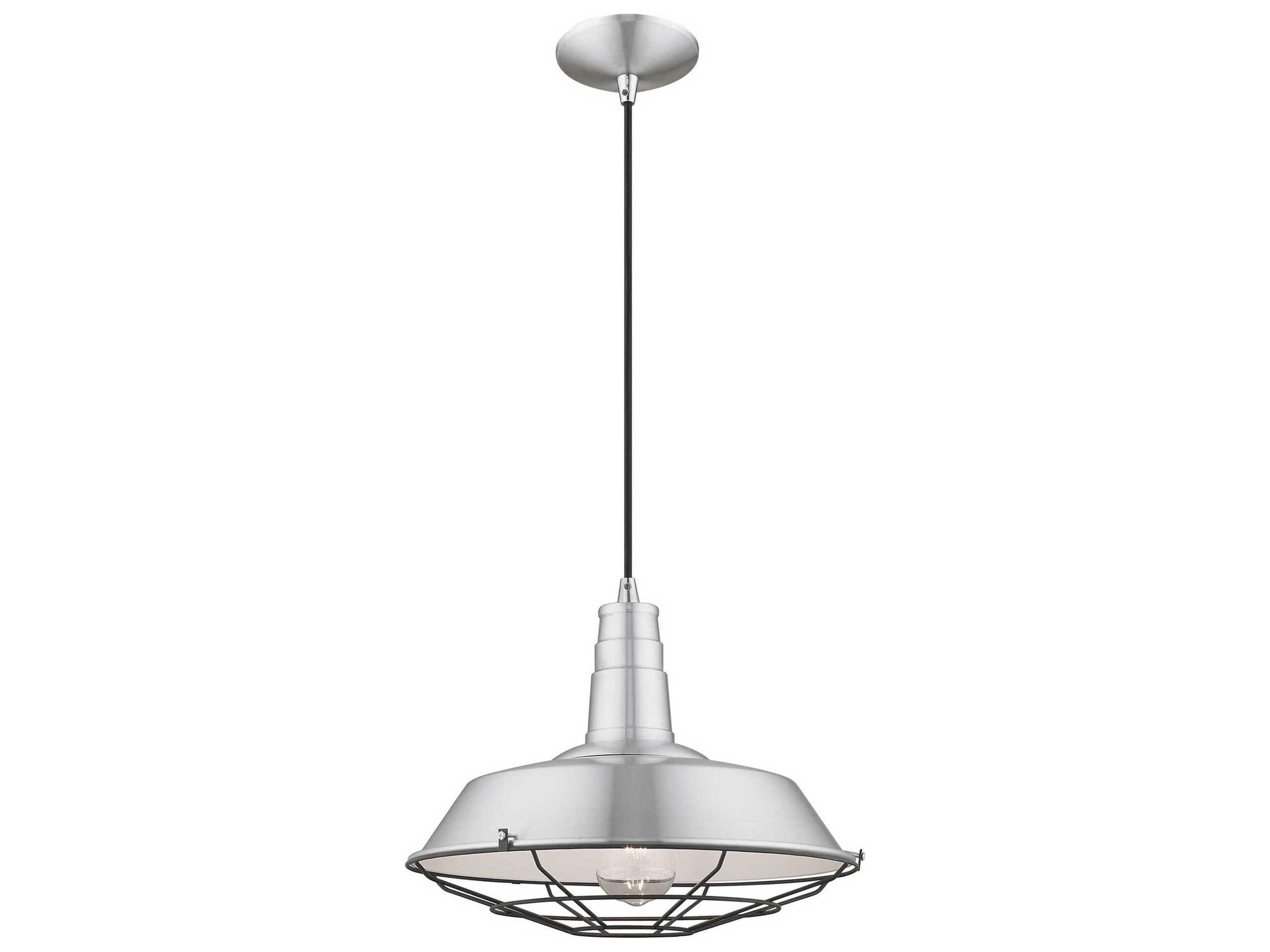 Livex Lighting 1-Light Brushed Aluminum Silver Pendant