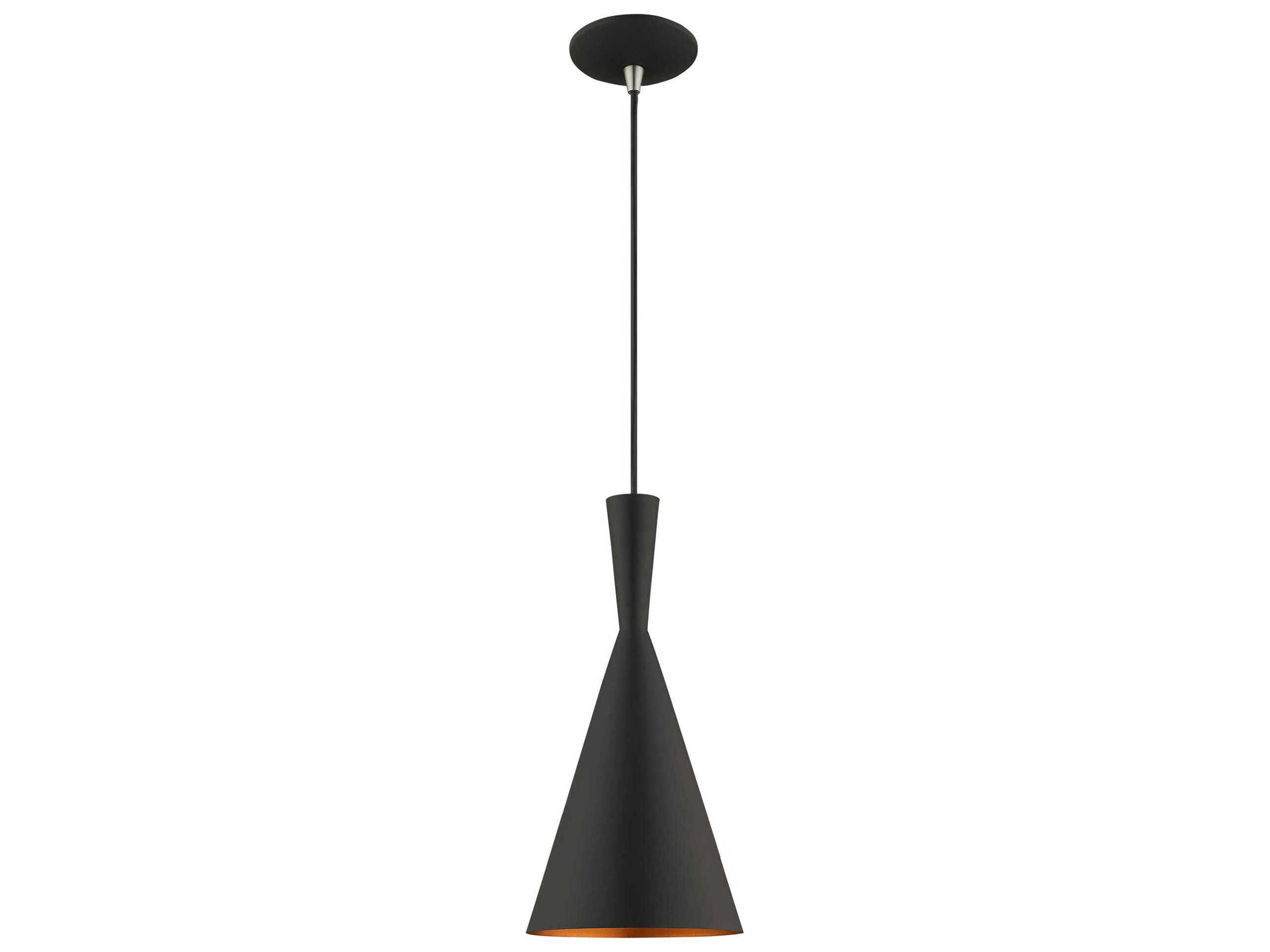 Livex Lighting 1-Light Black Gold Mini Pendant