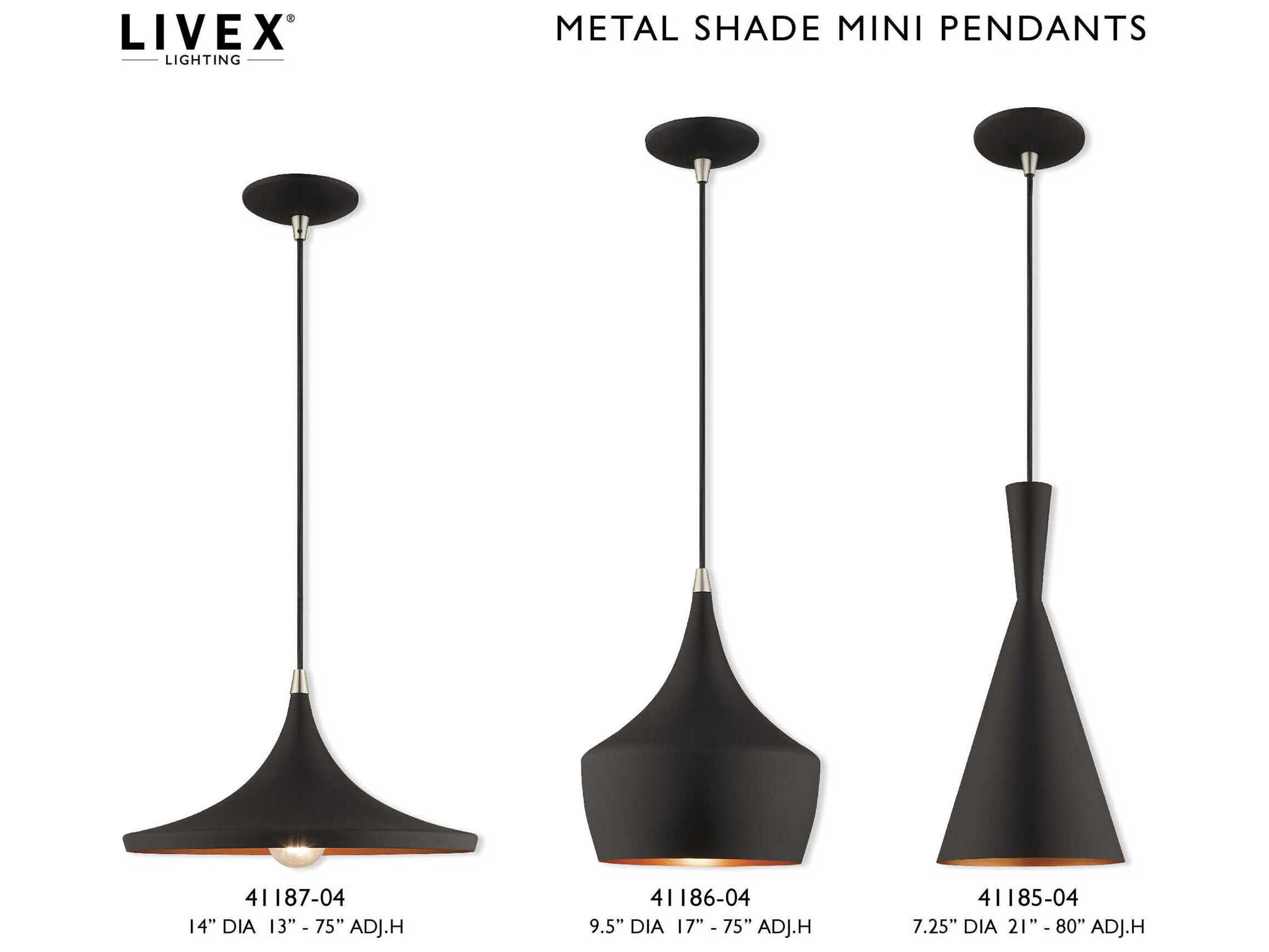 Livex Lighting 1-Light Black Gold Mini Pendant