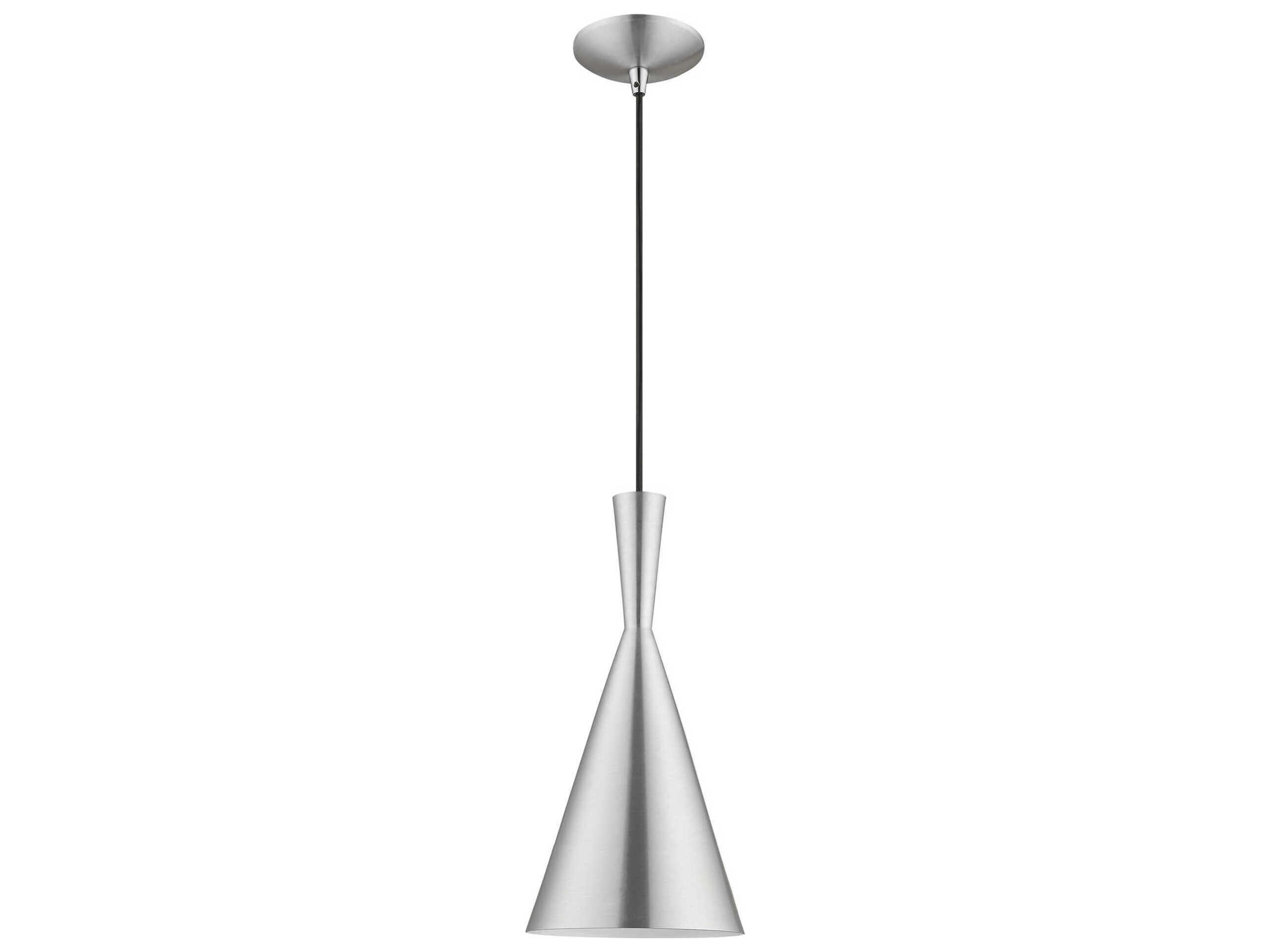 Livex Lighting 1-Light Brushed Aluminum Silver Mini Pendant