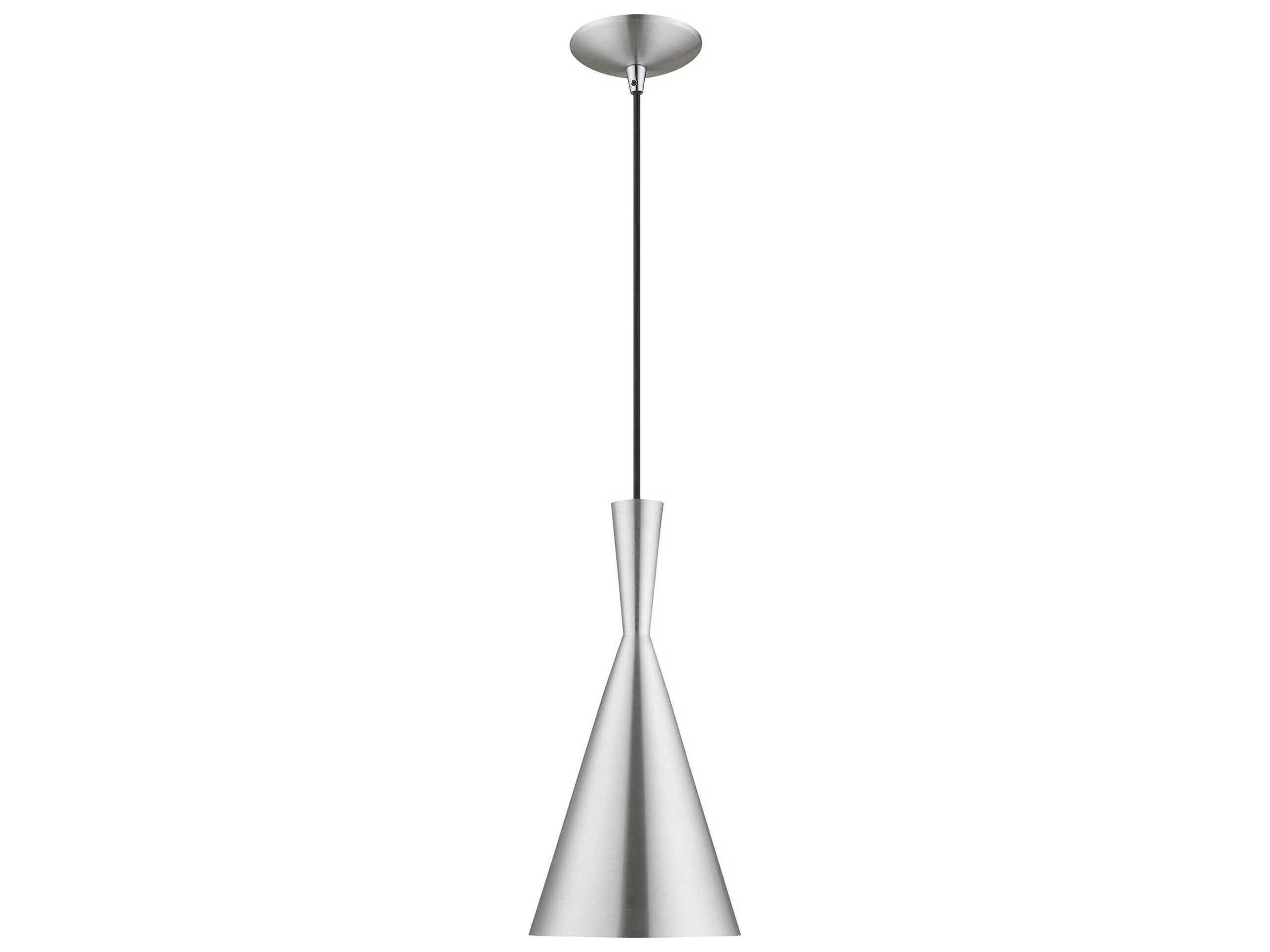 Livex Lighting 1-Light Brushed Aluminum Silver Mini Pendant