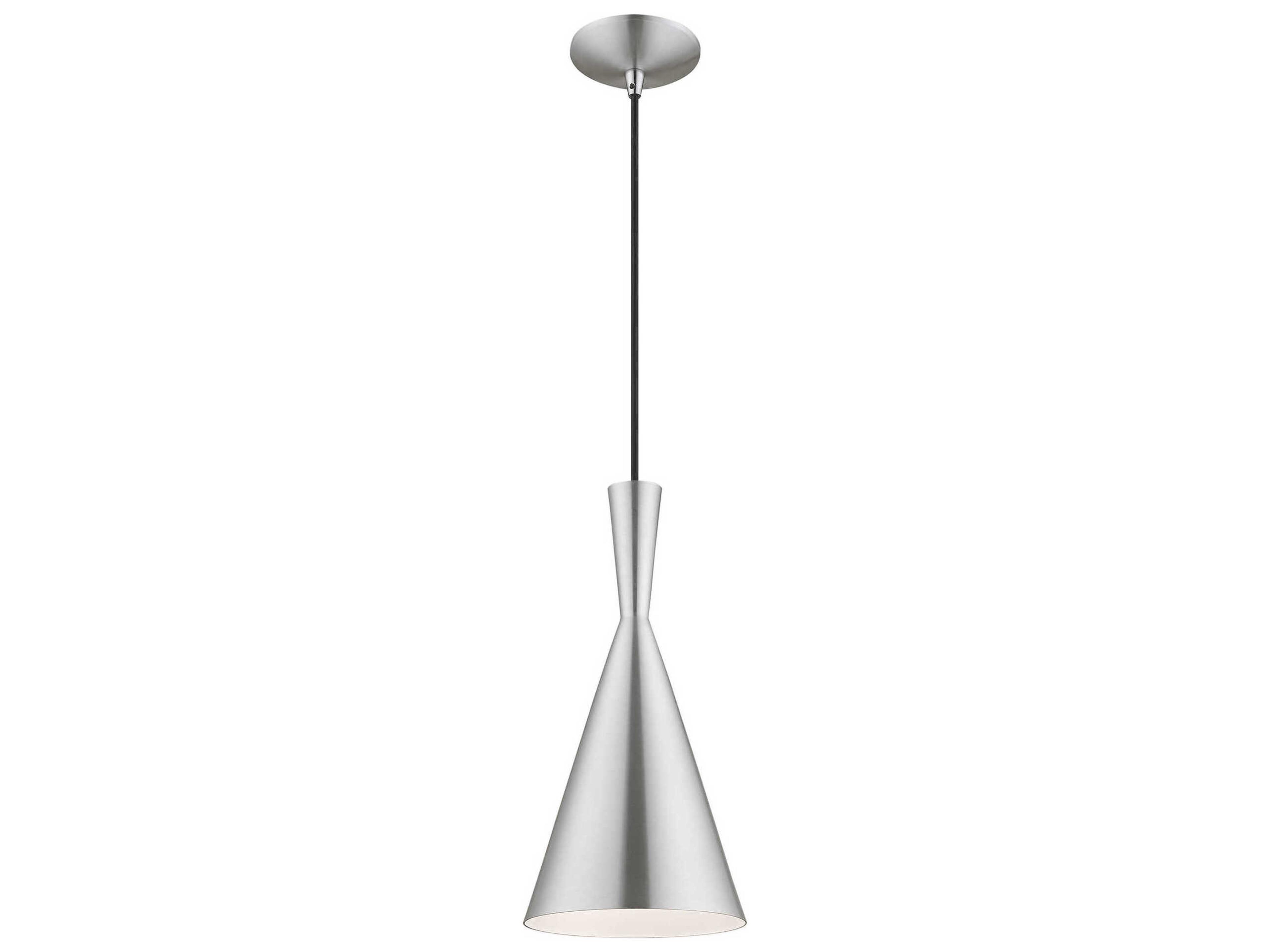 Livex Lighting 1-Light Brushed Aluminum Silver Mini Pendant