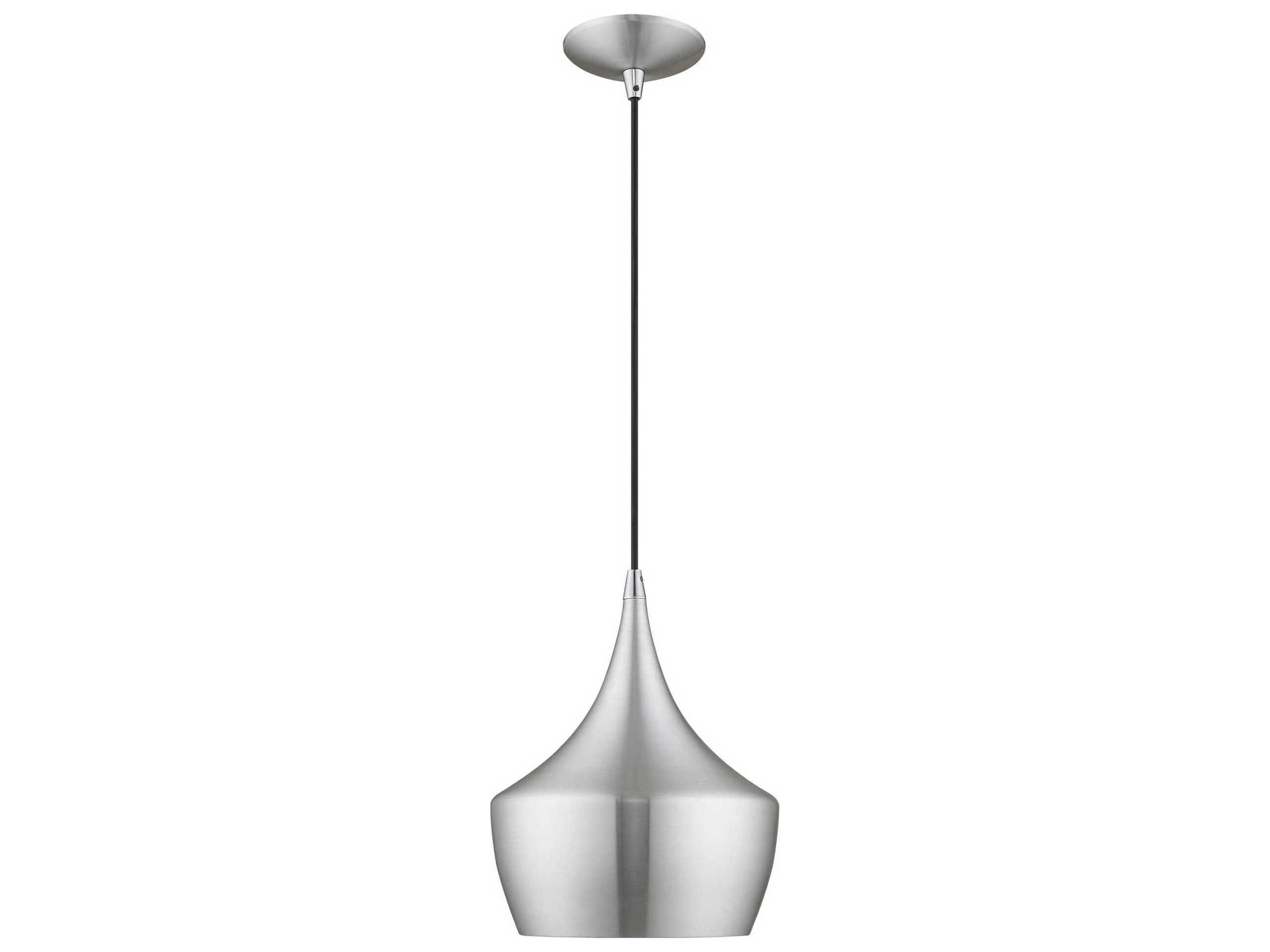 Livex Lighting 1-Light Brushed Aluminum Silver Mini Pendant