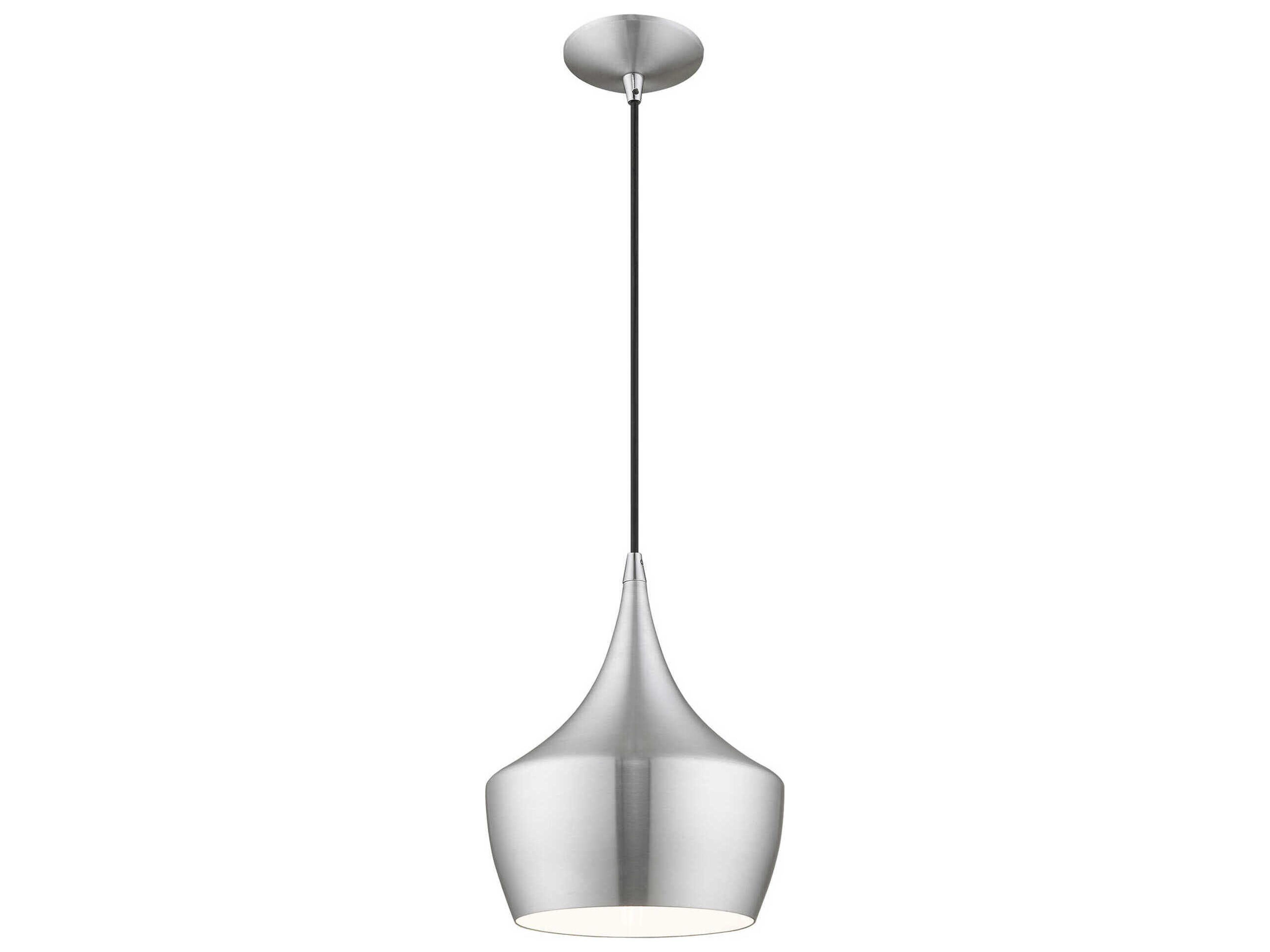 Livex Lighting 1-Light Brushed Aluminum Silver Mini Pendant