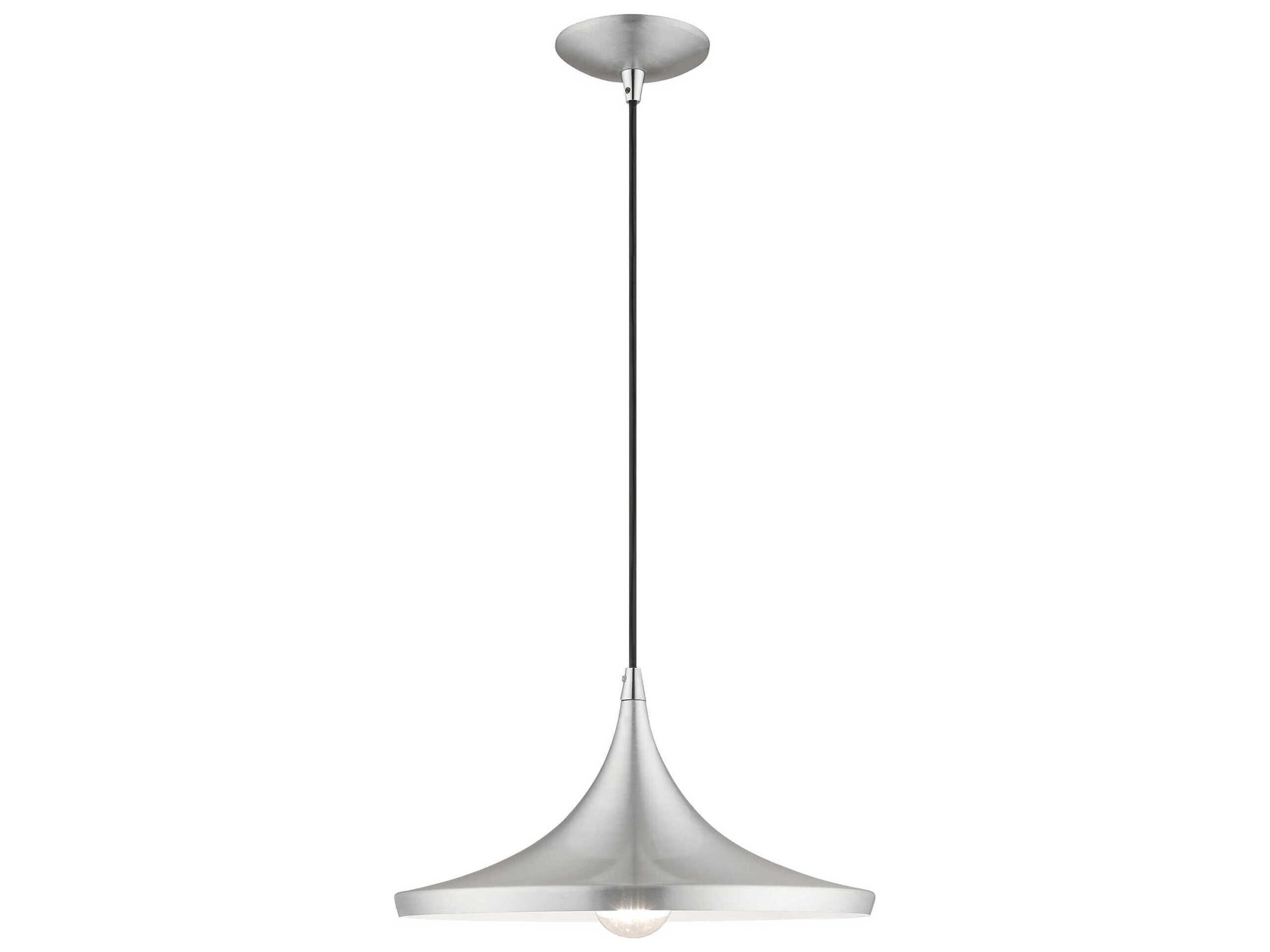 1-Light Brushed Aluminum Silver Pendant