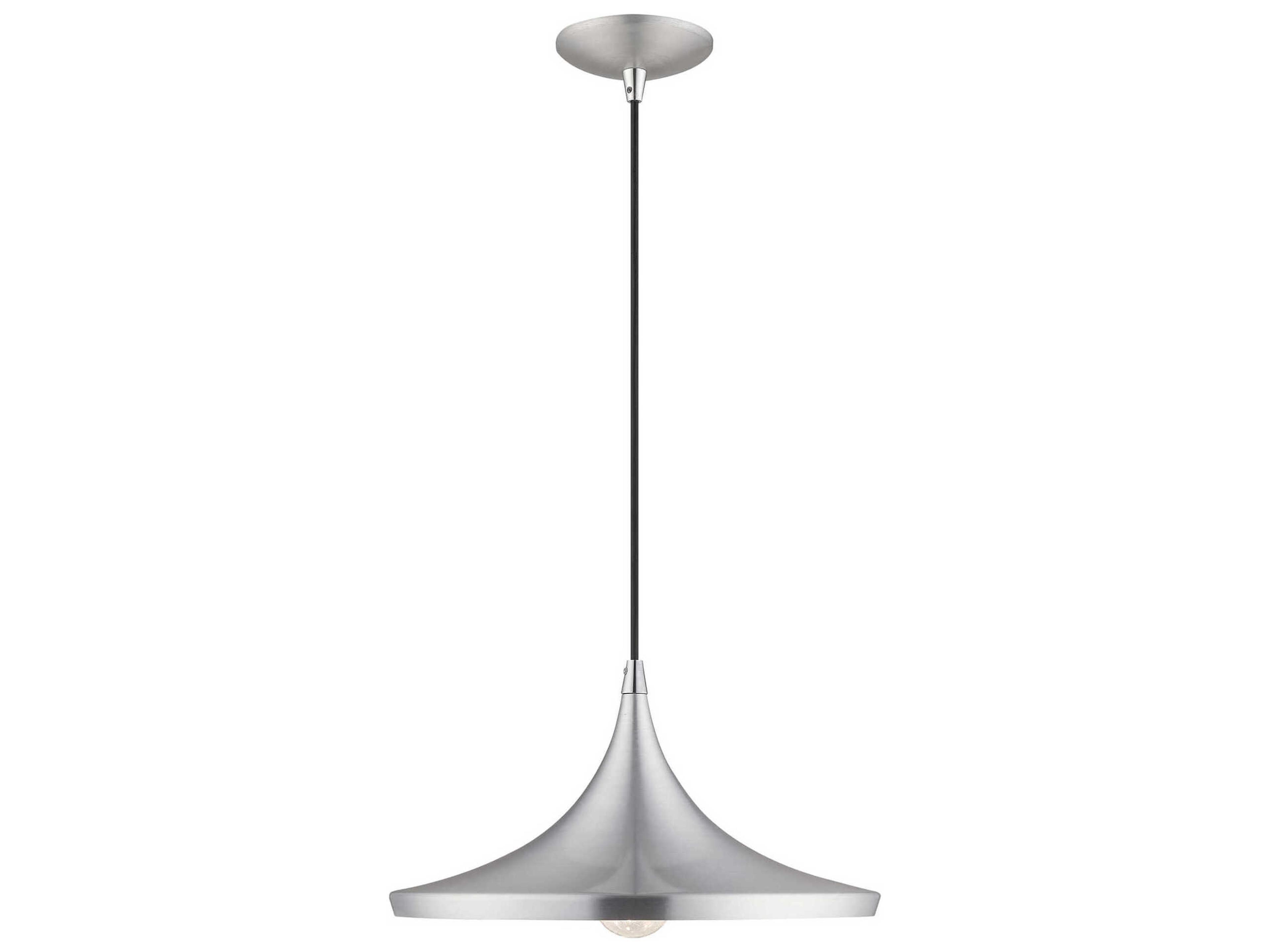 Livex Lighting 1-Light Brushed Aluminum Silver Pendant