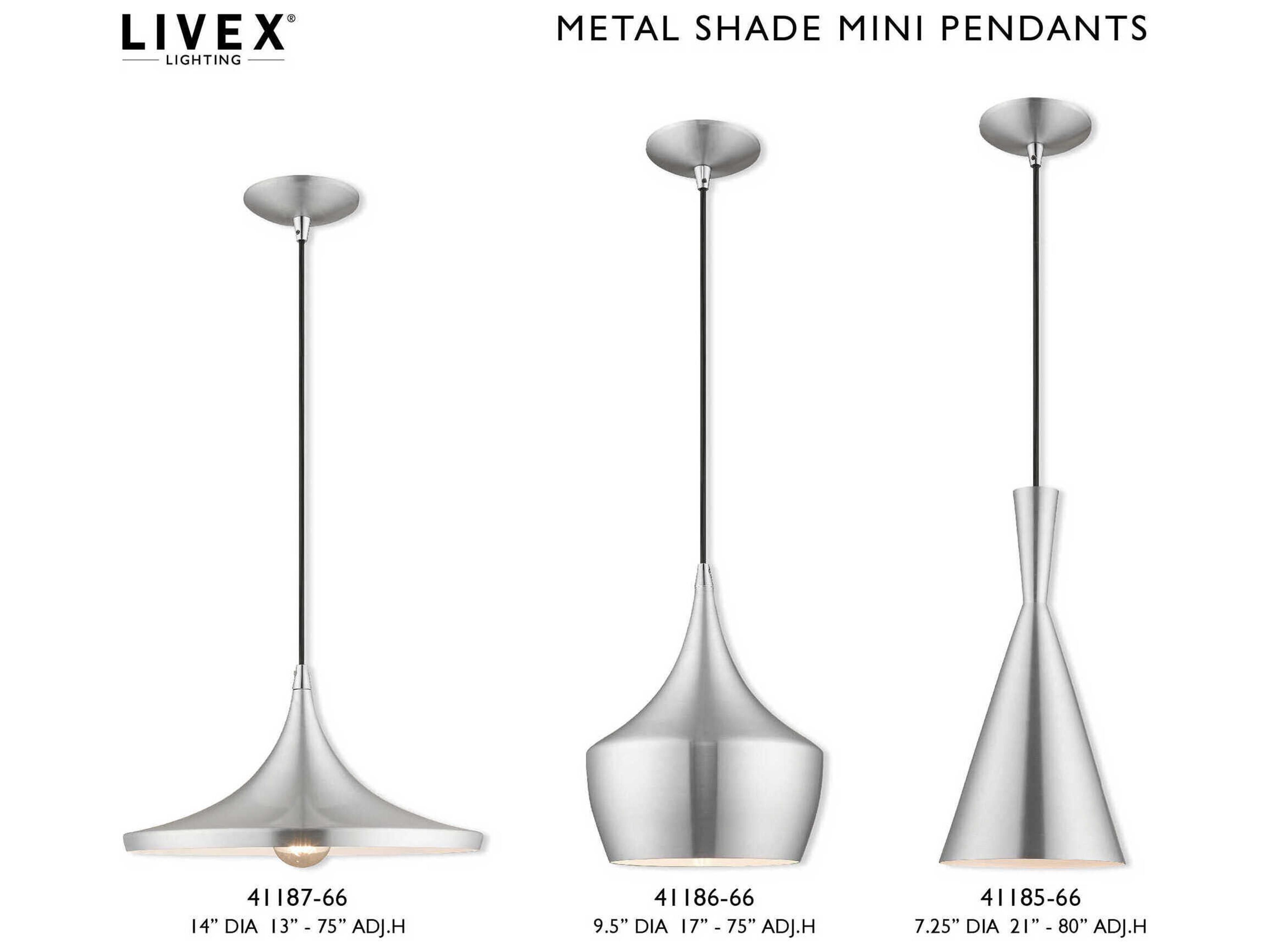 Livex Lighting 1-Light Brushed Aluminum Silver Pendant
