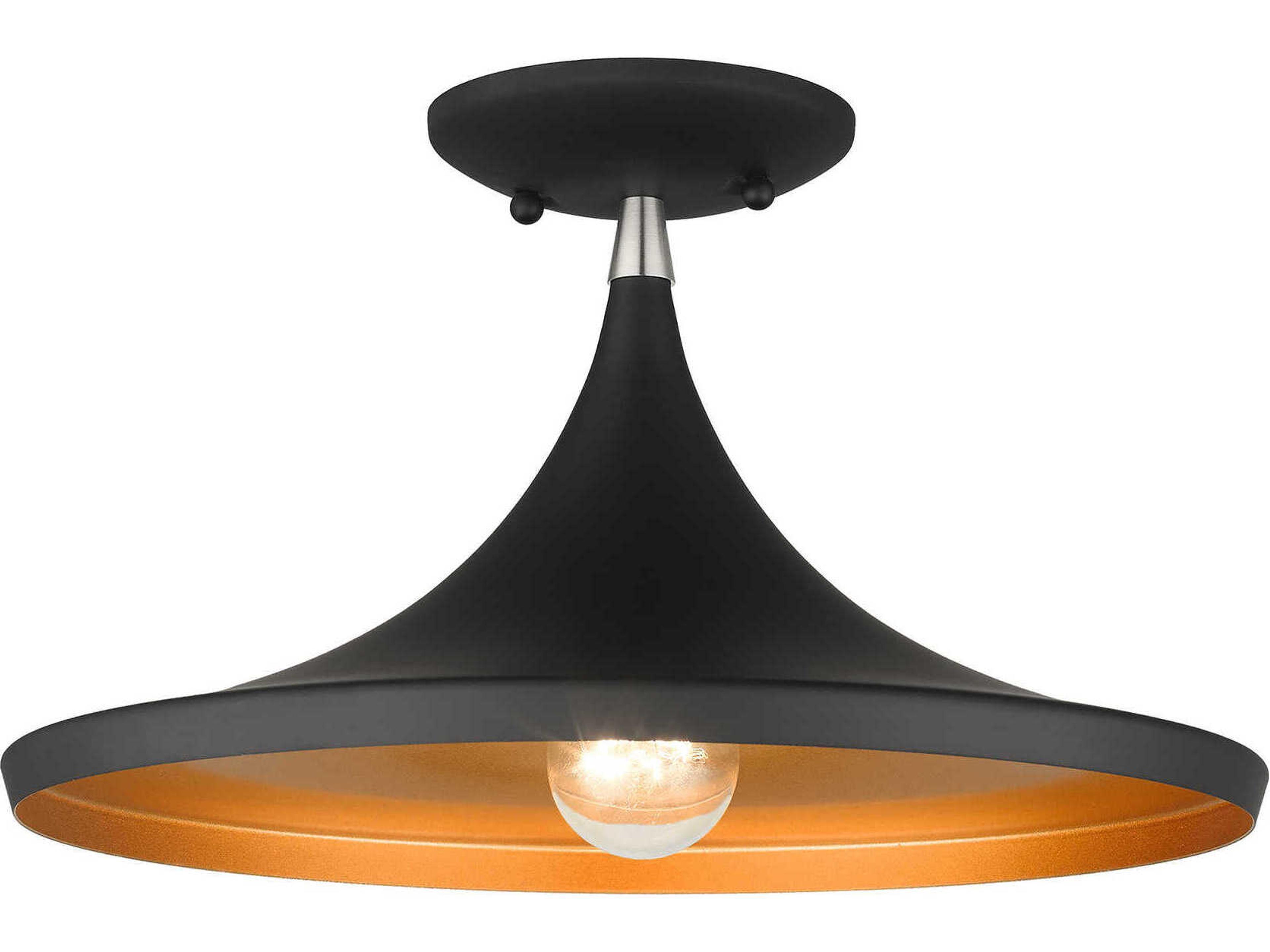 Waldorf 1-Light Black Brushed Nickel Semi Flush Mount