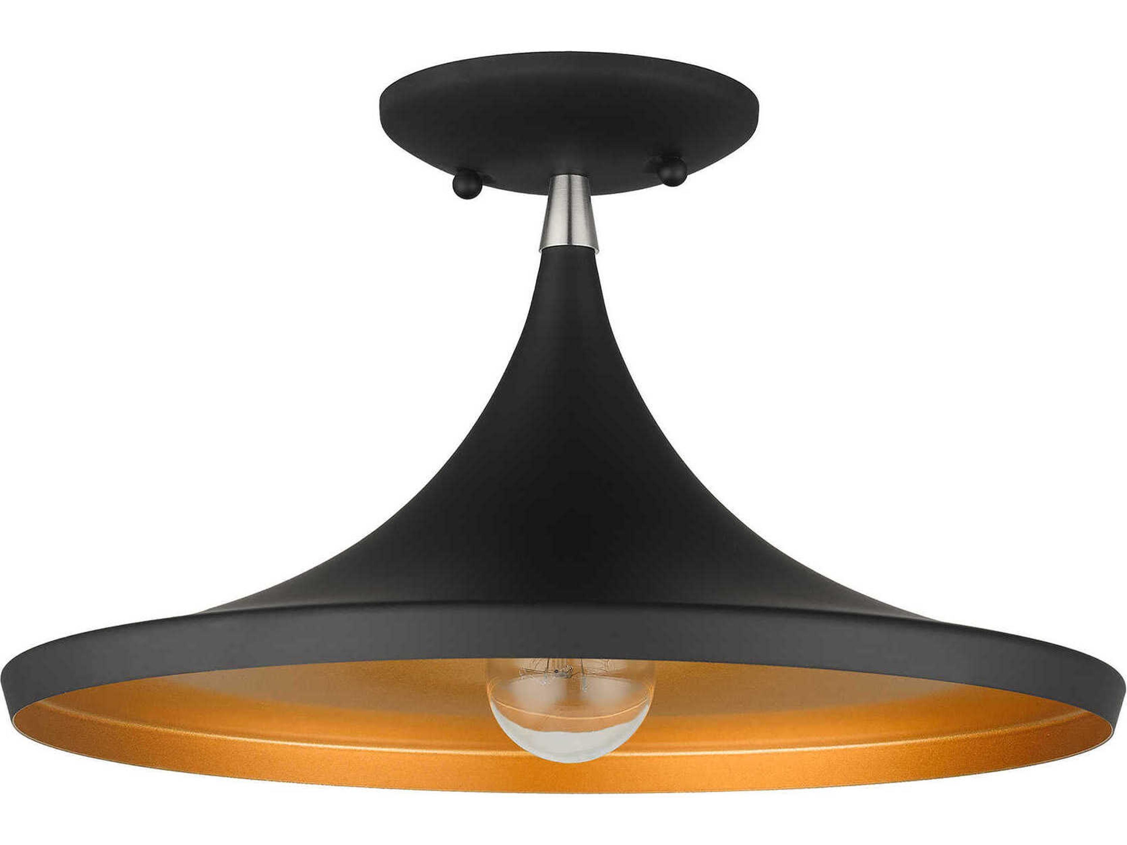Livex Lighting Waldorf 1-Light Black Brushed Nickel Semi Flush Mount