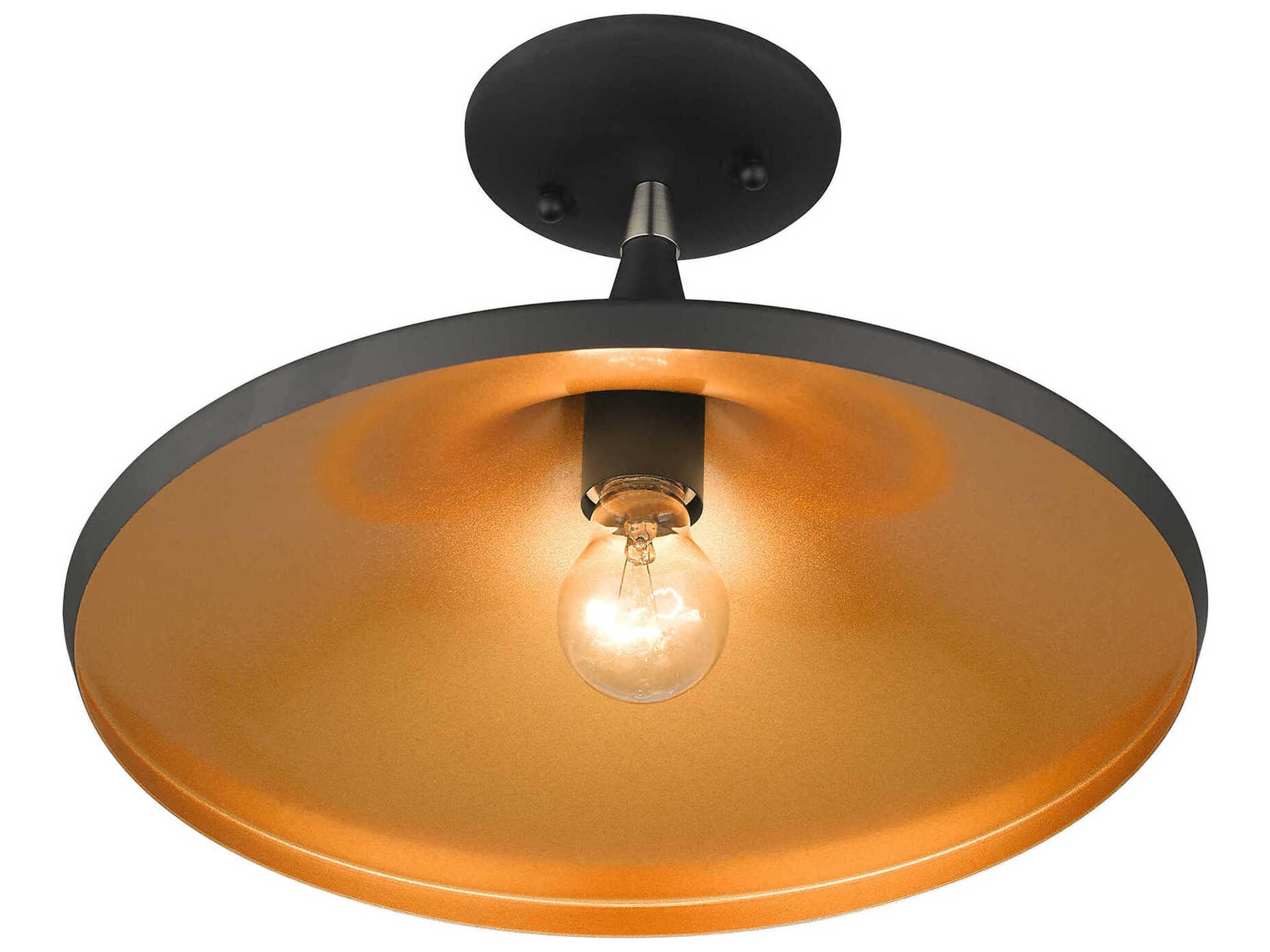 Livex Lighting Waldorf 1-Light Black Brushed Nickel Semi Flush Mount
