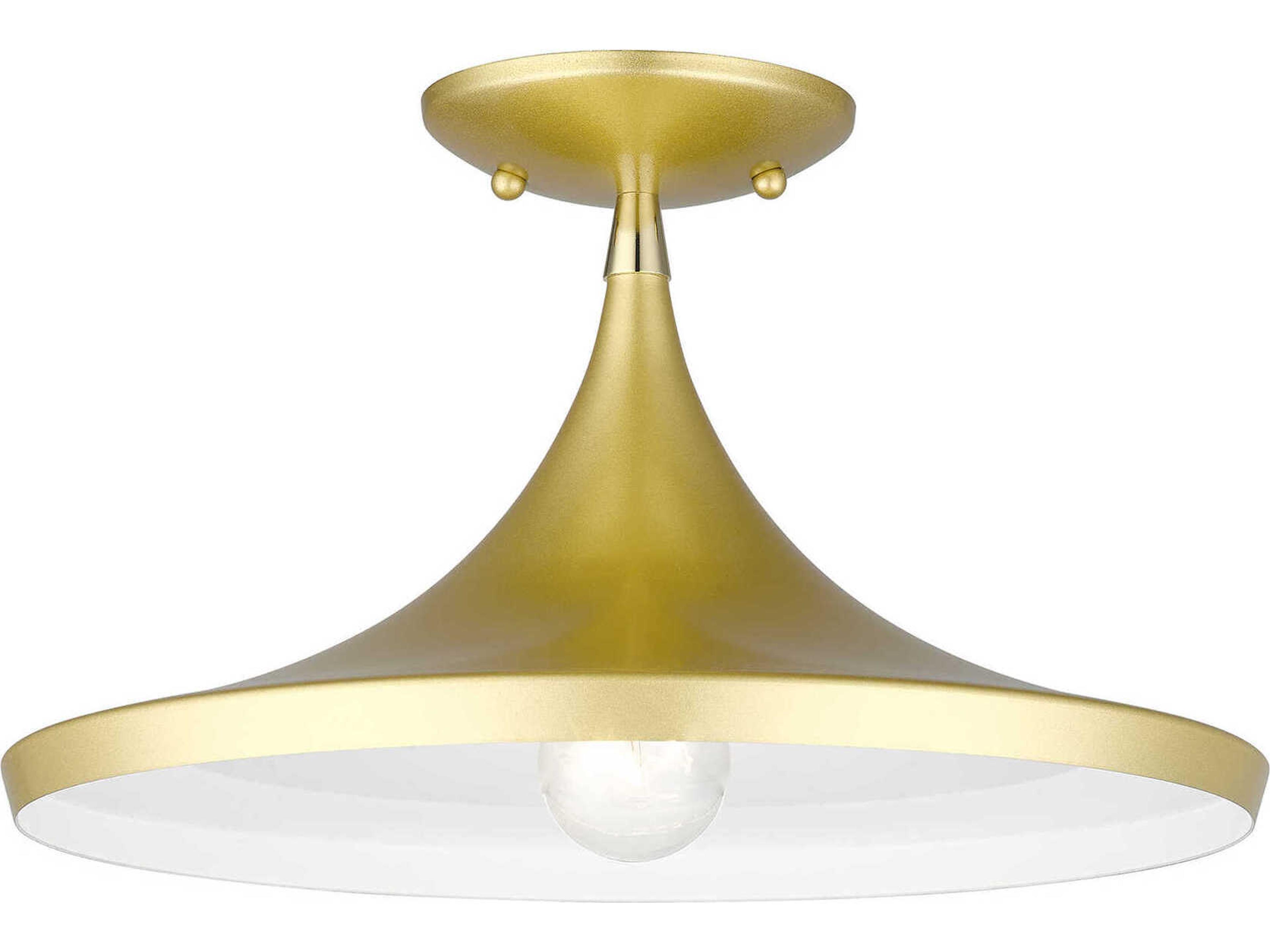 Waldorf 1-Light Soft Gold Polished Brass Semi Flush Mount