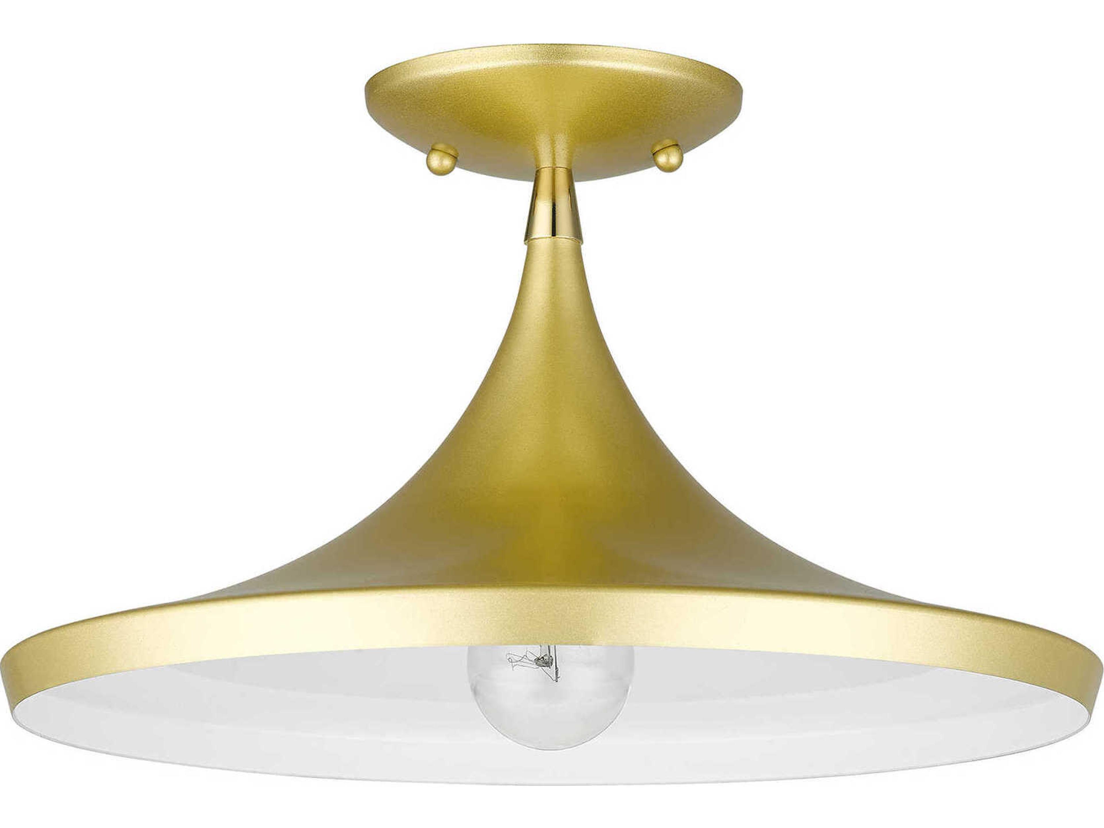 Livex Lighting Waldorf 1-Light Soft Gold Polished Brass Semi Flush Mount