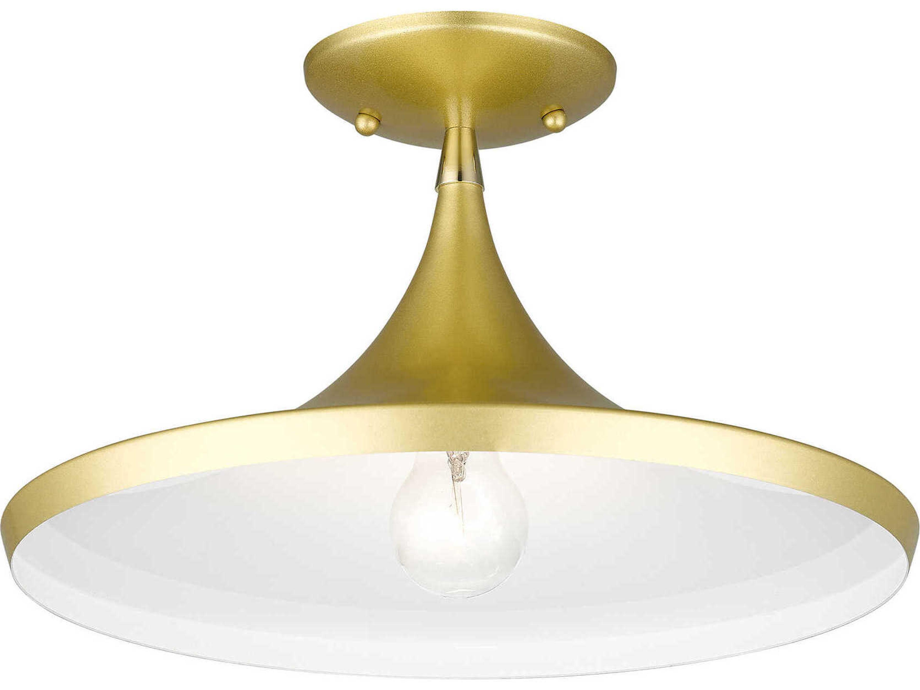 Livex Lighting Waldorf 1-Light Soft Gold Polished Brass Semi Flush Mount
