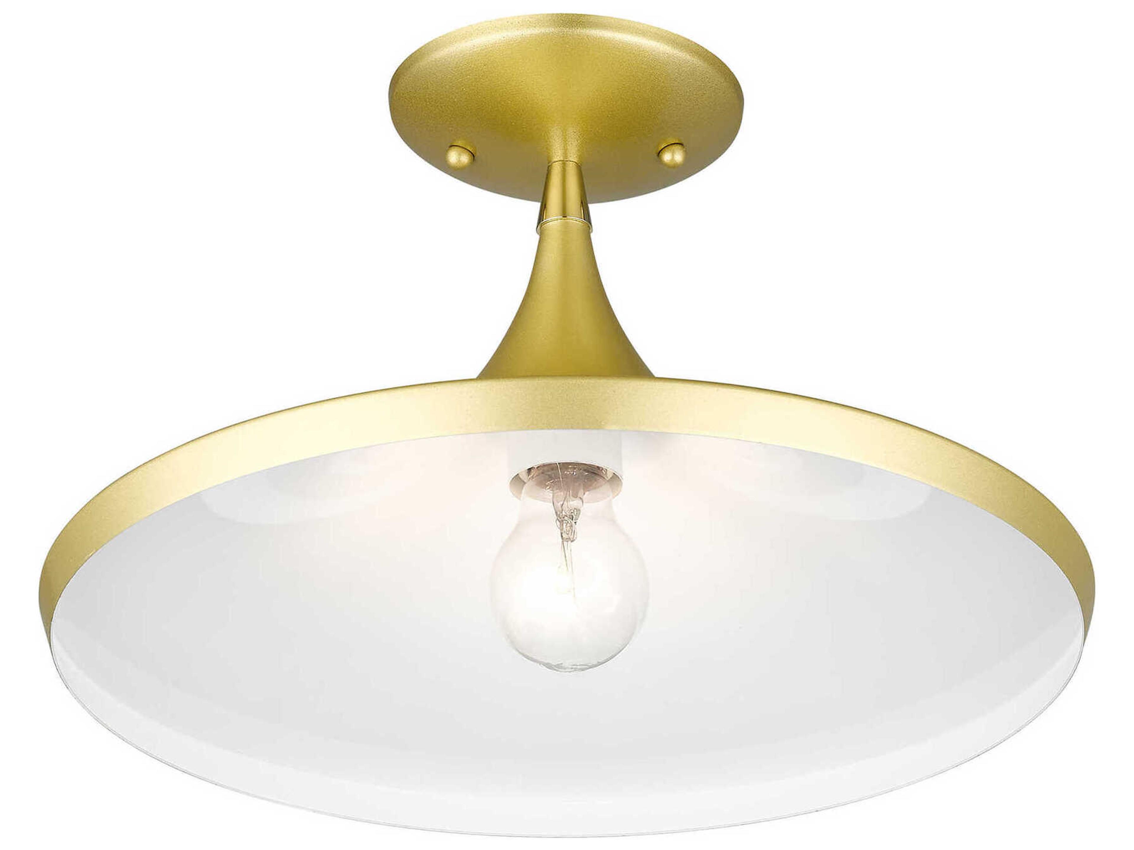 Livex Lighting Waldorf 1-Light Soft Gold Polished Brass Semi Flush Mount