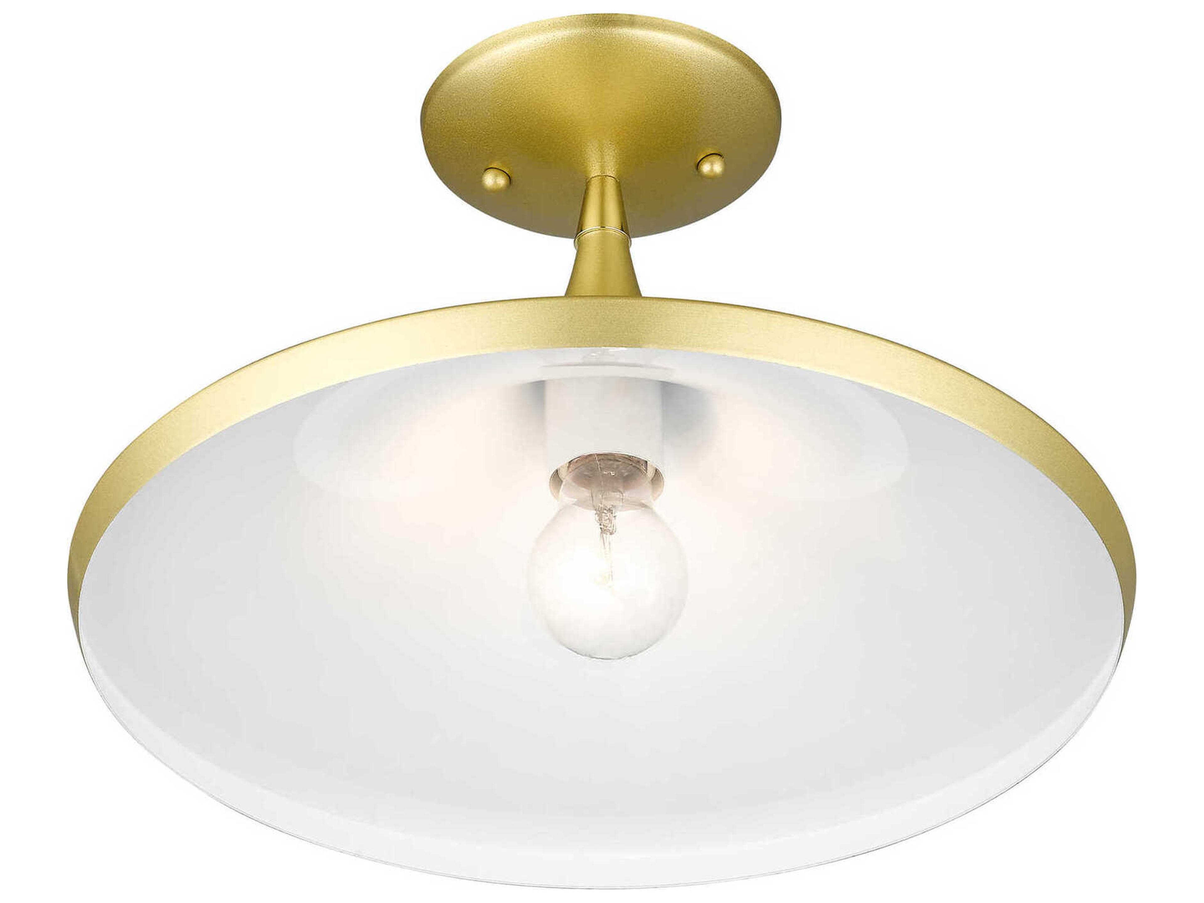 Livex Lighting Waldorf 1-Light Soft Gold Polished Brass Semi Flush Mount