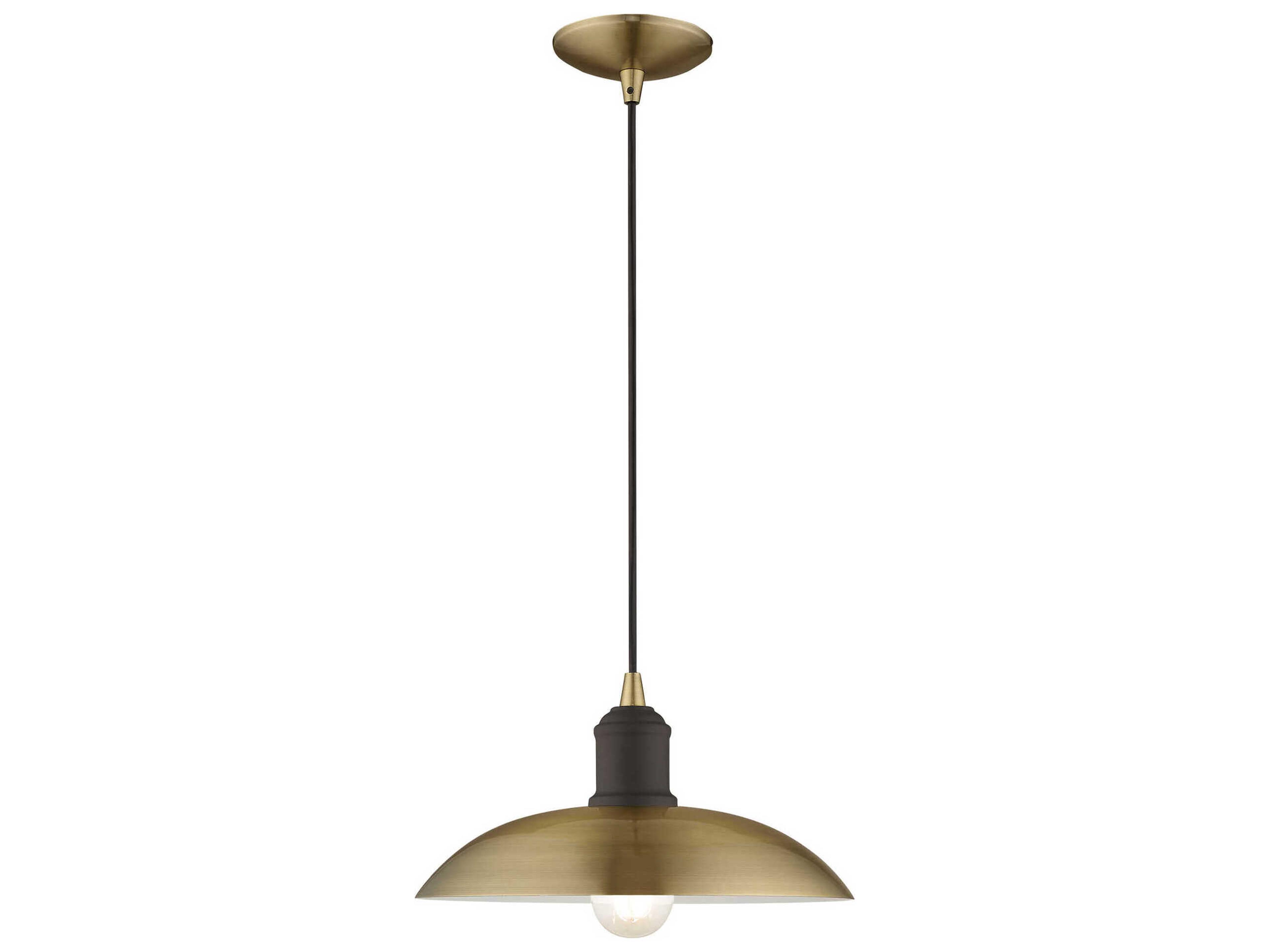Livex Lighting 1-Light Antique Brass White Dome Pendant