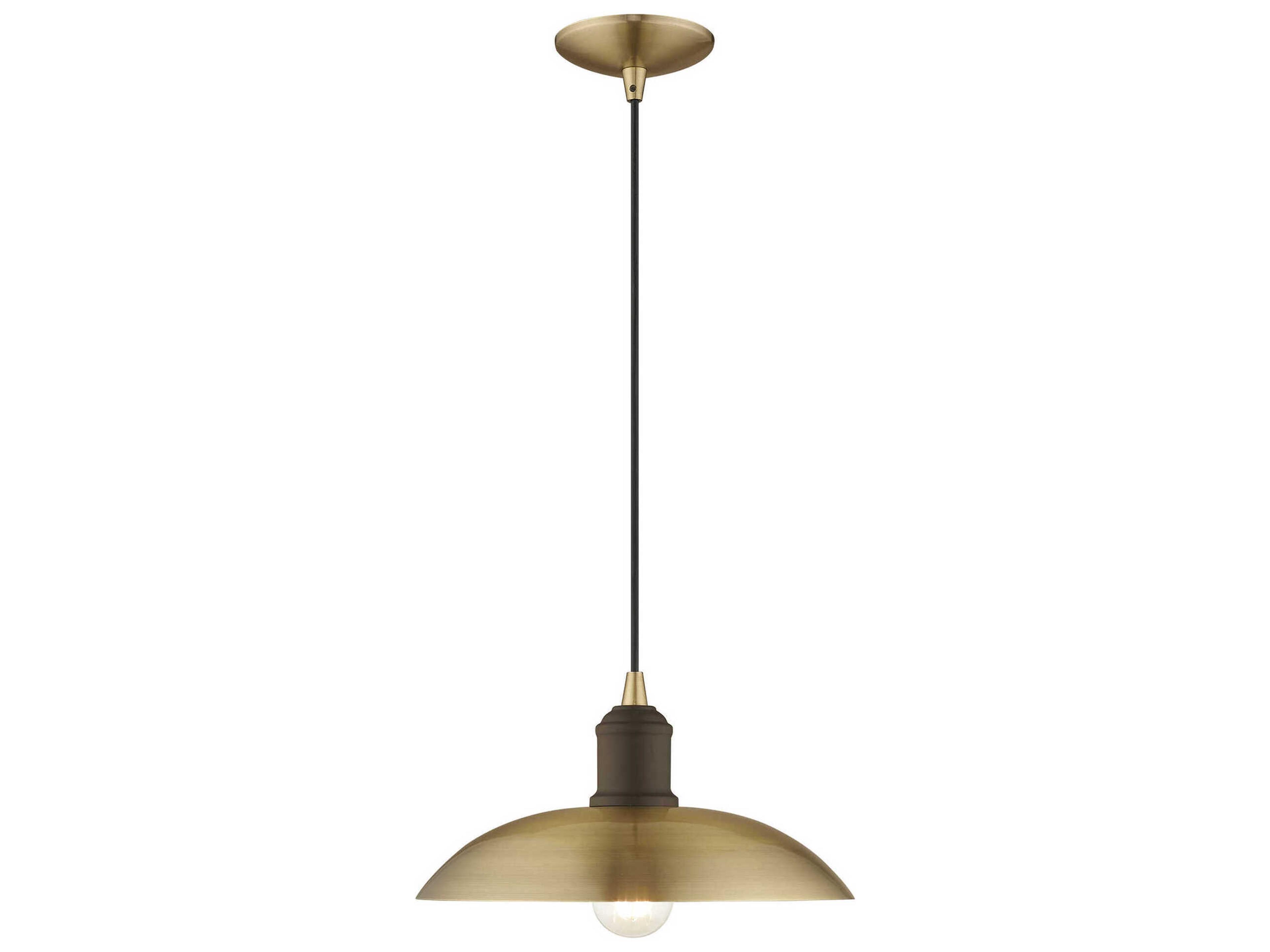 Livex Lighting 1-Light Antique Brass White Dome Pendant