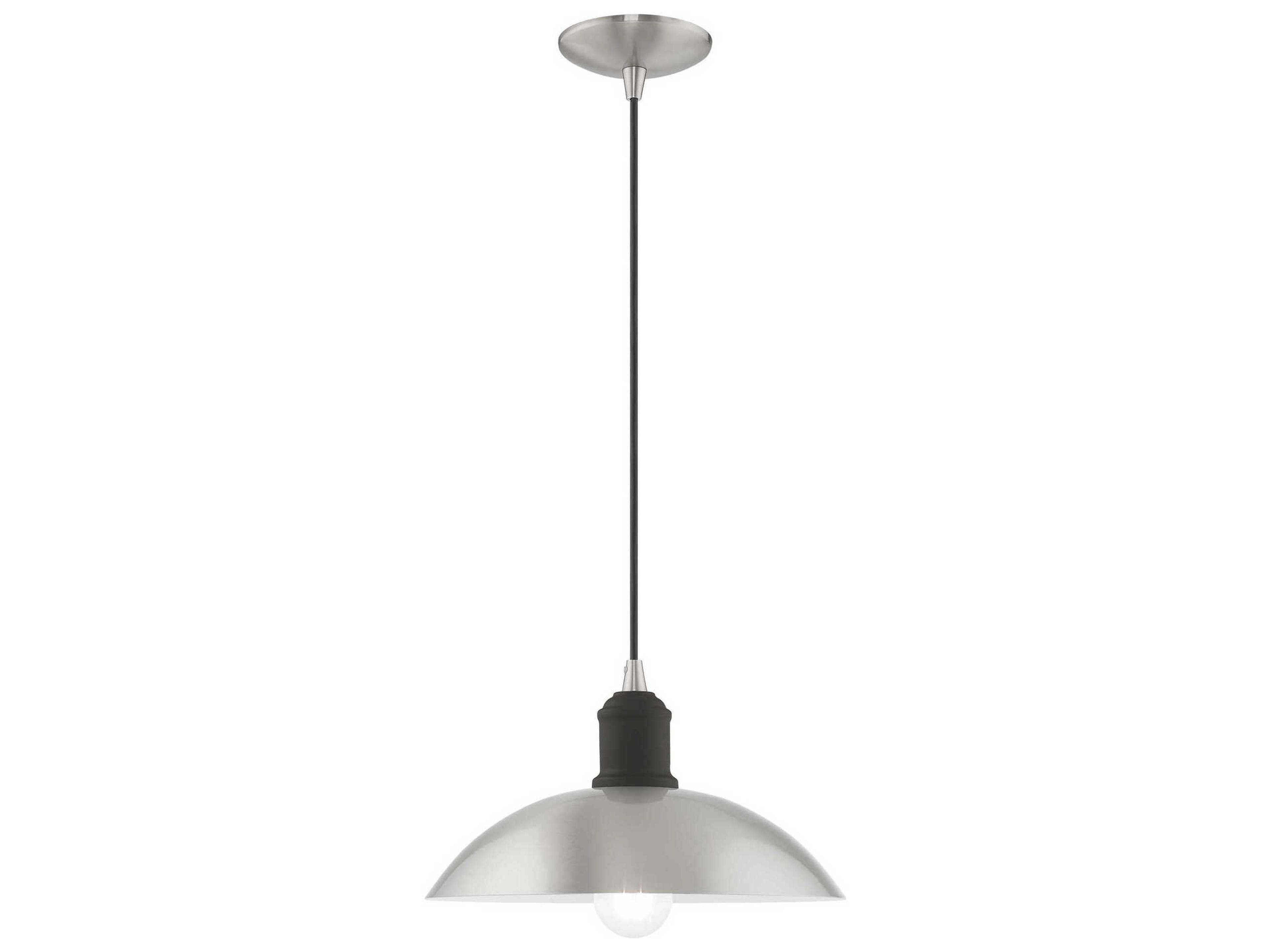 1-Light Brushed Nickel Dome Pendant
