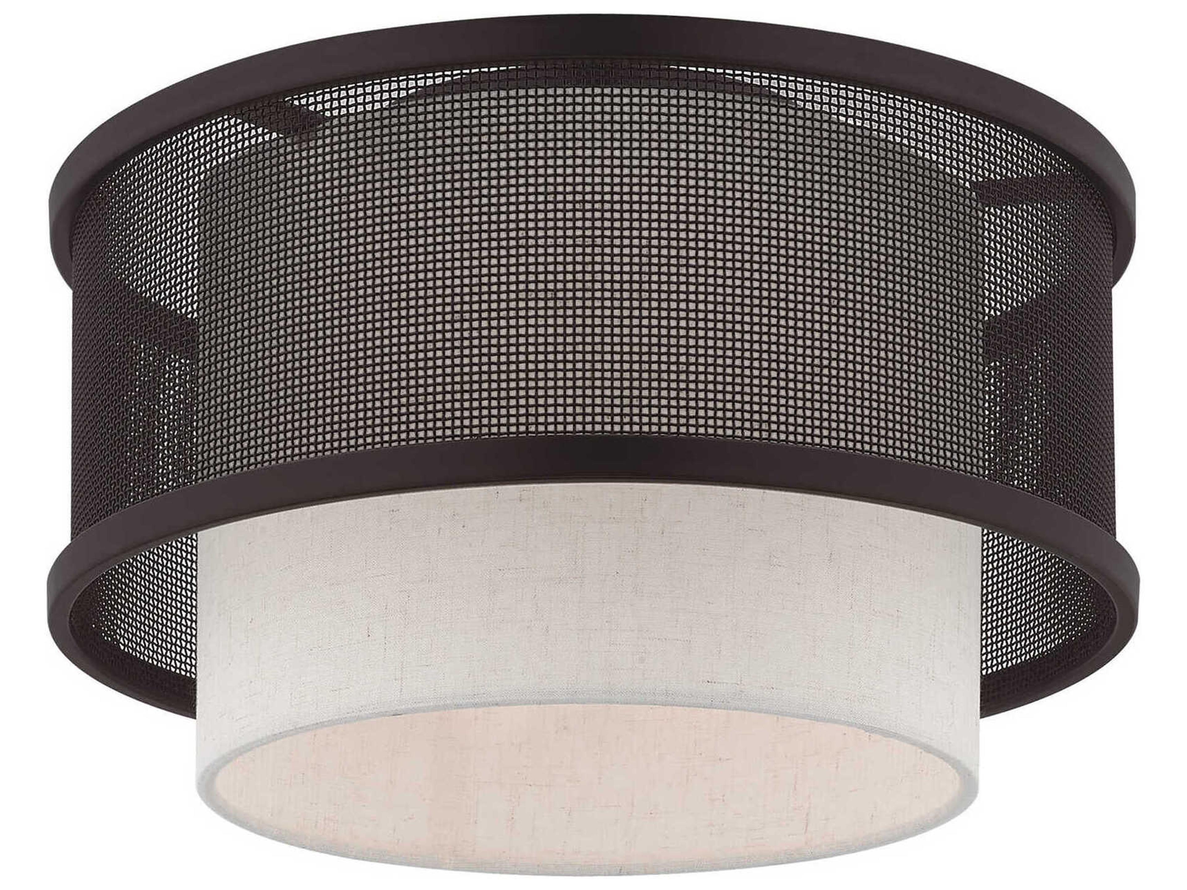 Livex Lighting Braddock 1-Light Bronze Drum Flush Mount