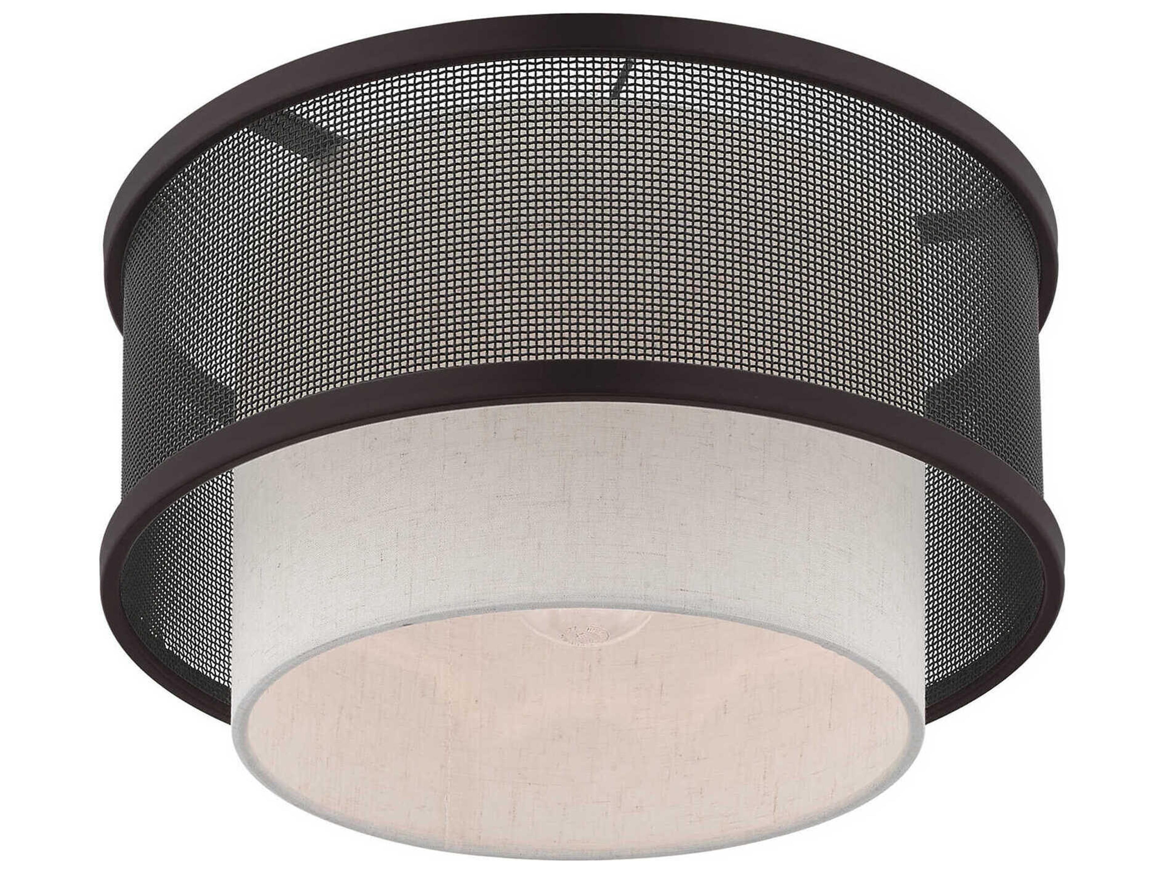 Livex Lighting Braddock 1-Light Bronze Drum Flush Mount