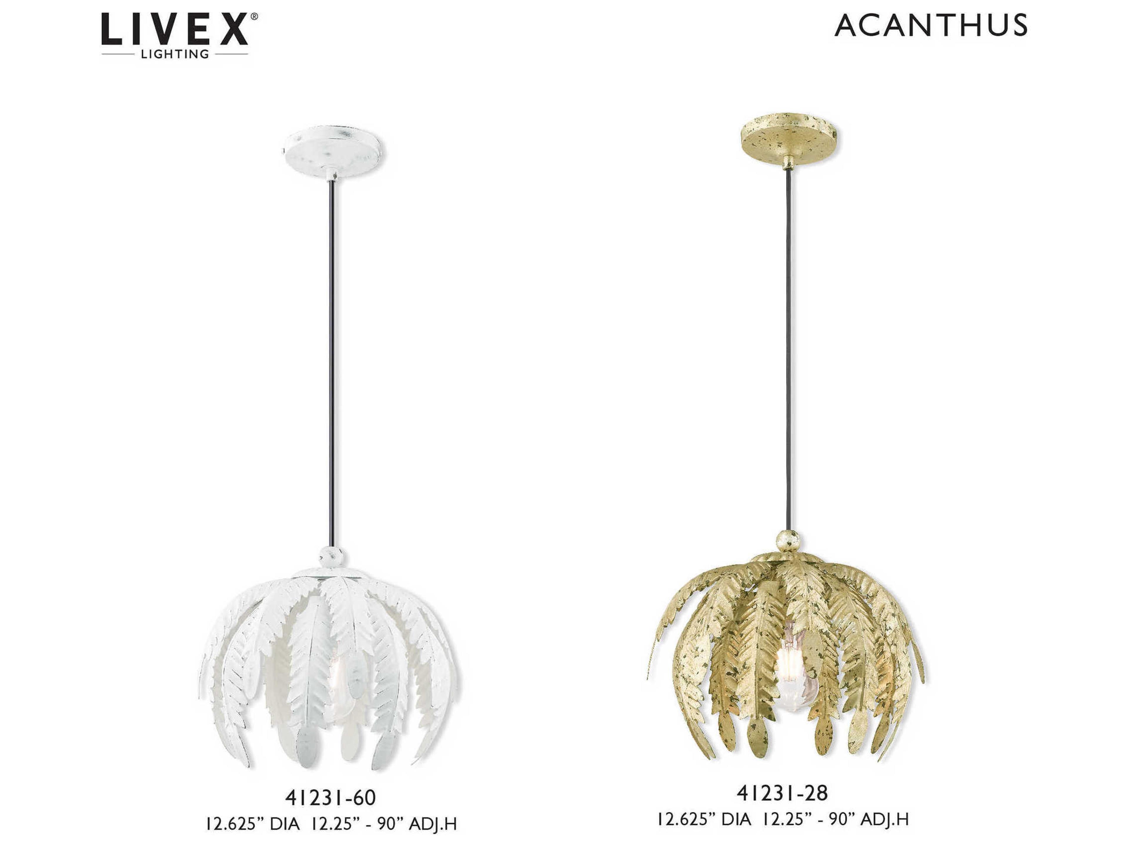 Livex Lighting Acanthus 1-Light Antique White Pendant