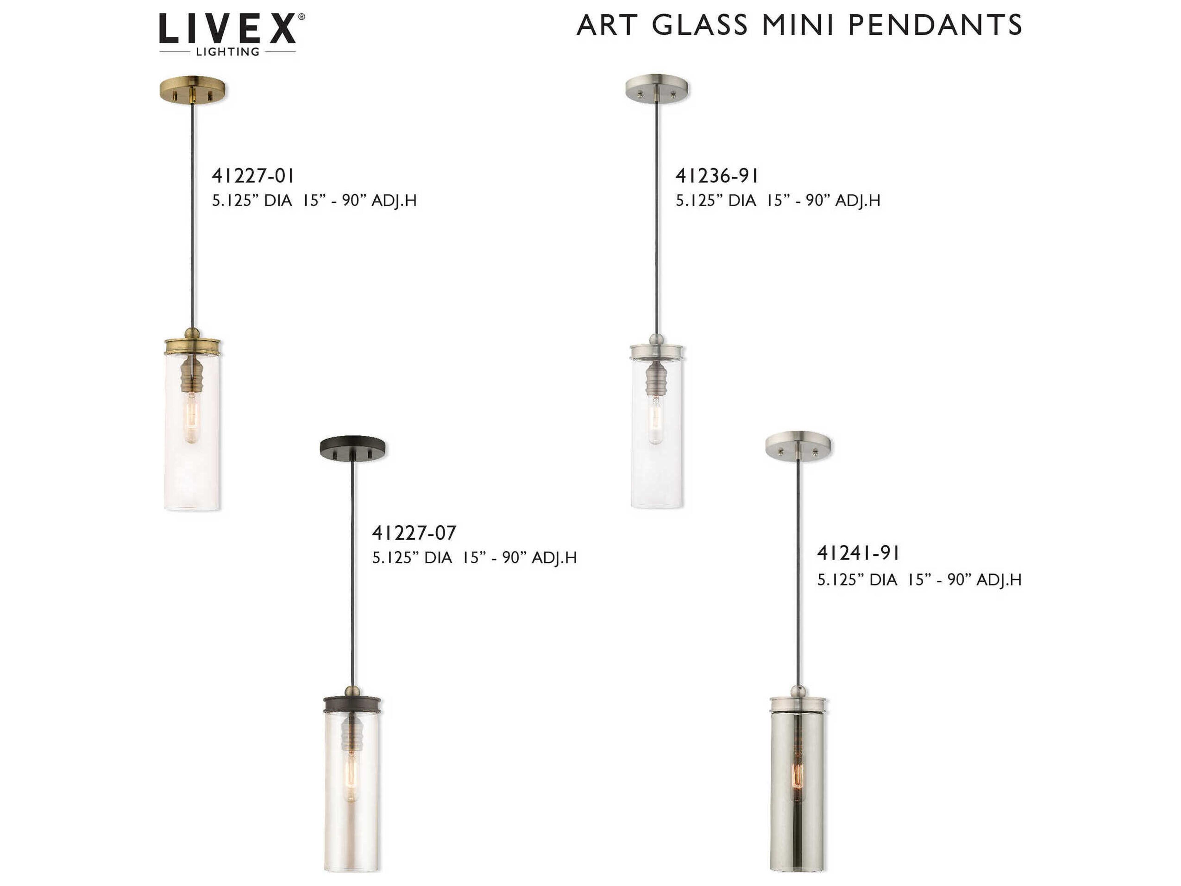 Livex Lighting Art Glass 1-Light Brushed Nickel Clear Cylinder Mini Pendant