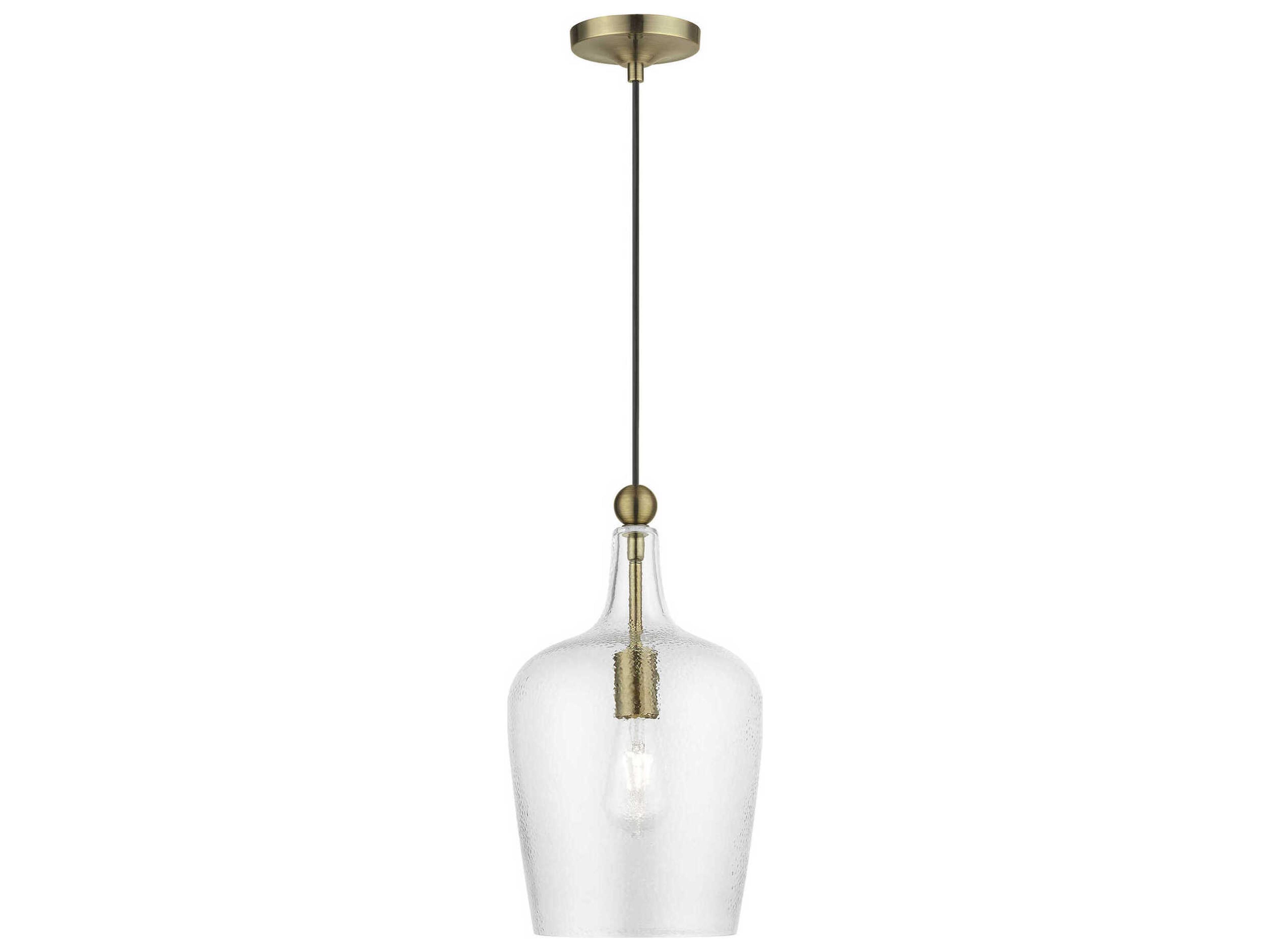 Avery 1-Light Antique Brass Glass Bell Mini Pendant