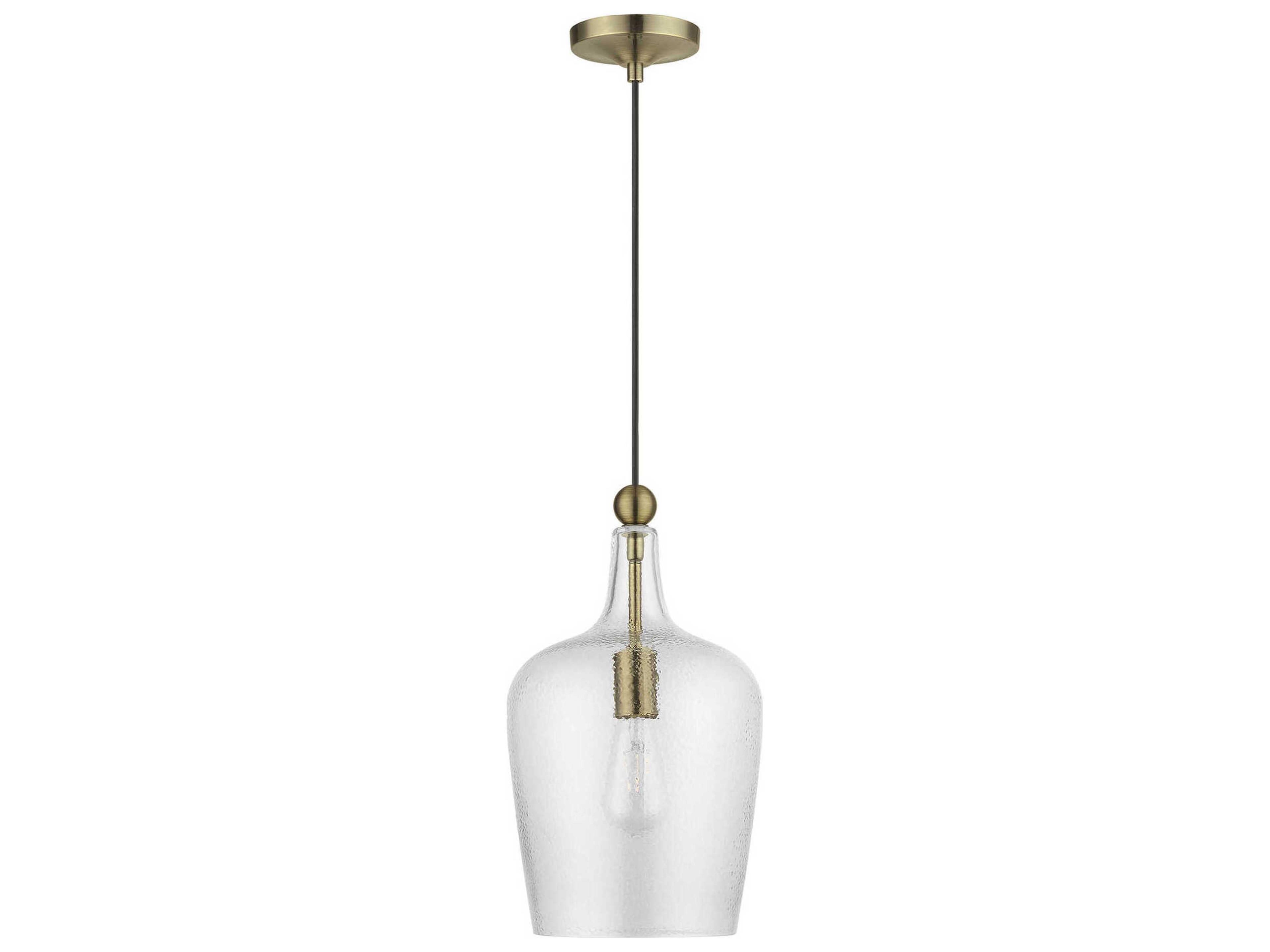 Livex Lighting Avery 1-Light Antique Brass Glass Bell Mini Pendant
