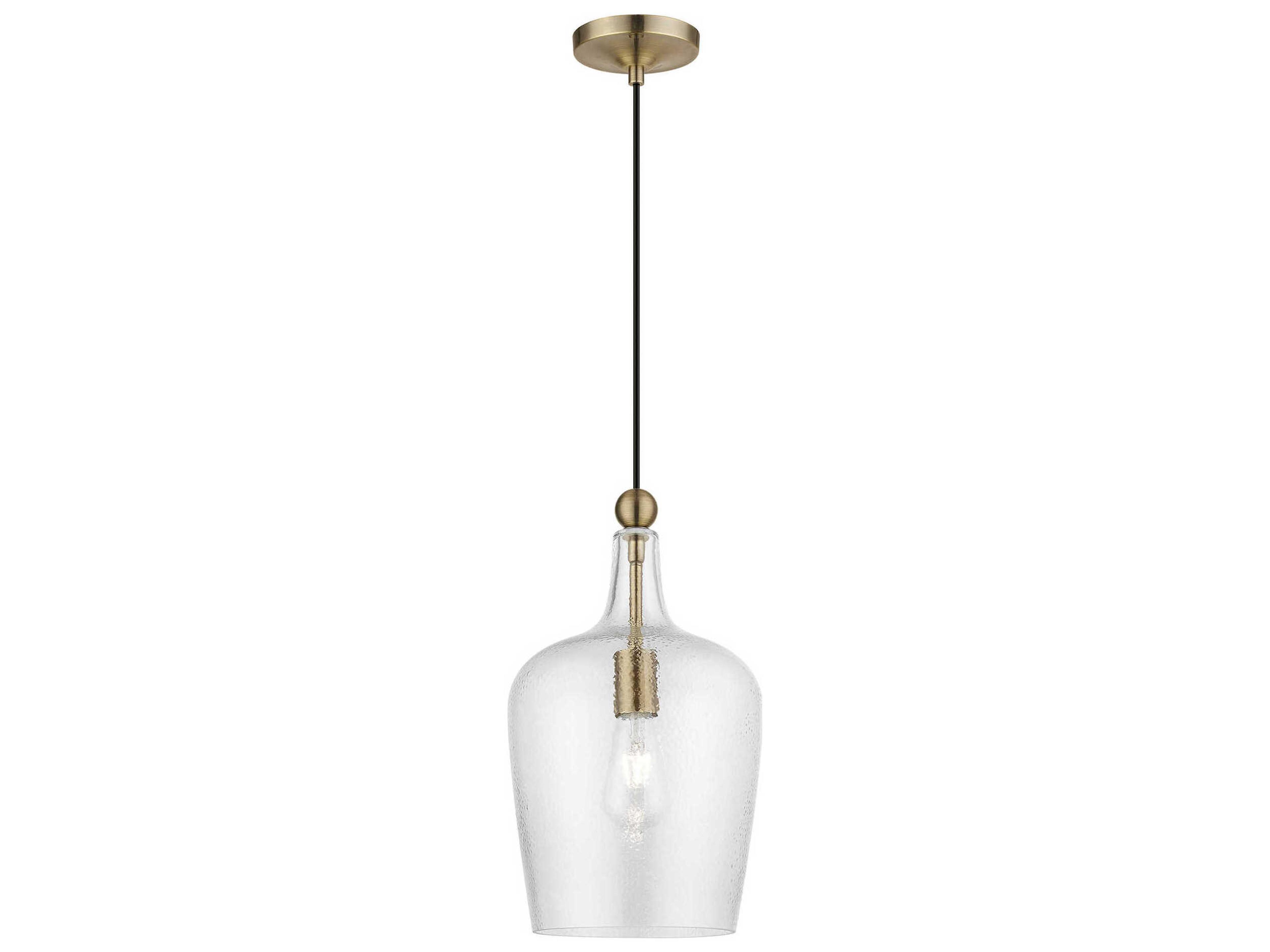 Livex Lighting Avery 1-Light Antique Brass Glass Bell Mini Pendant