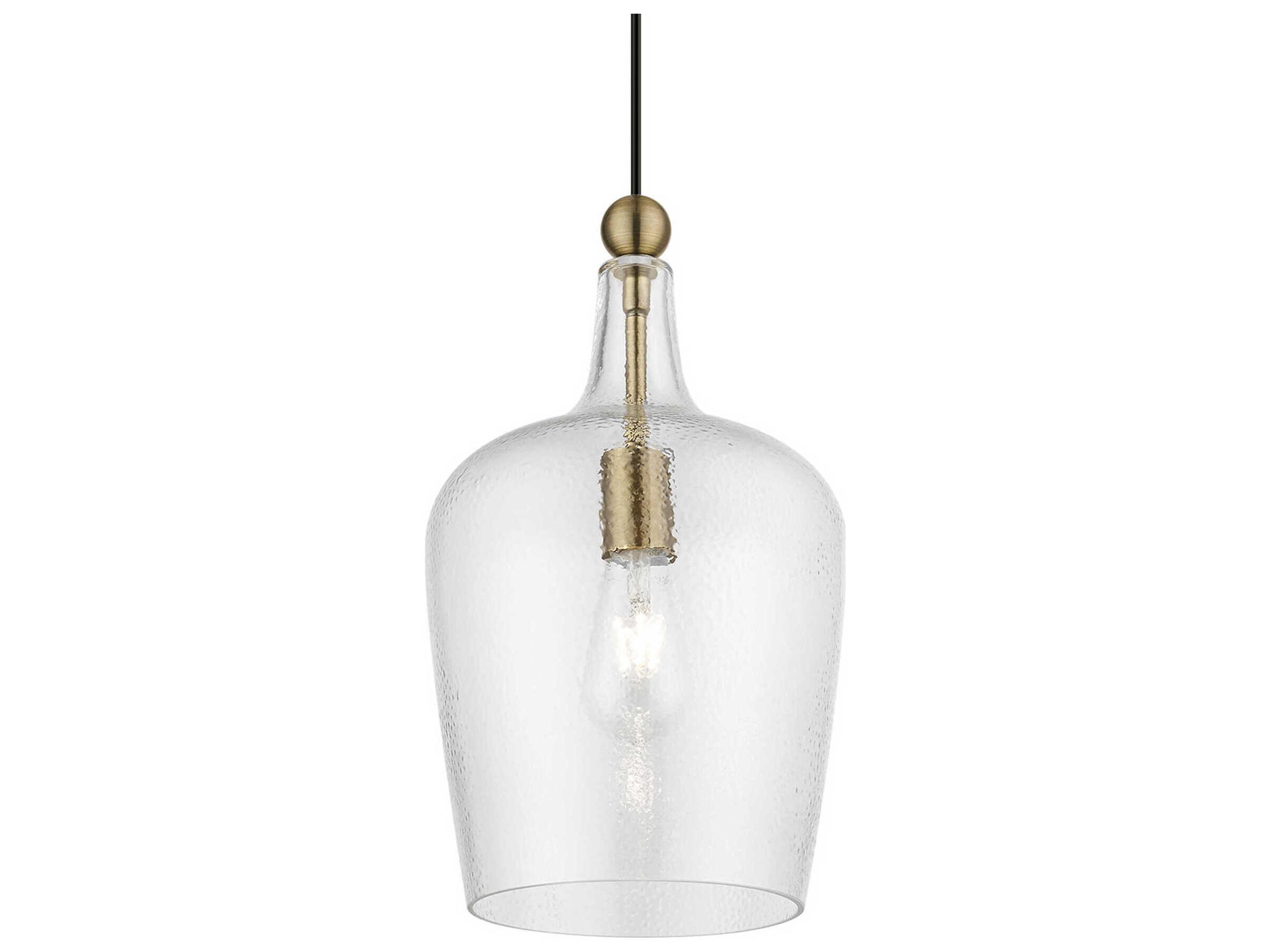 Livex Lighting Avery 1-Light Antique Brass Glass Bell Mini Pendant