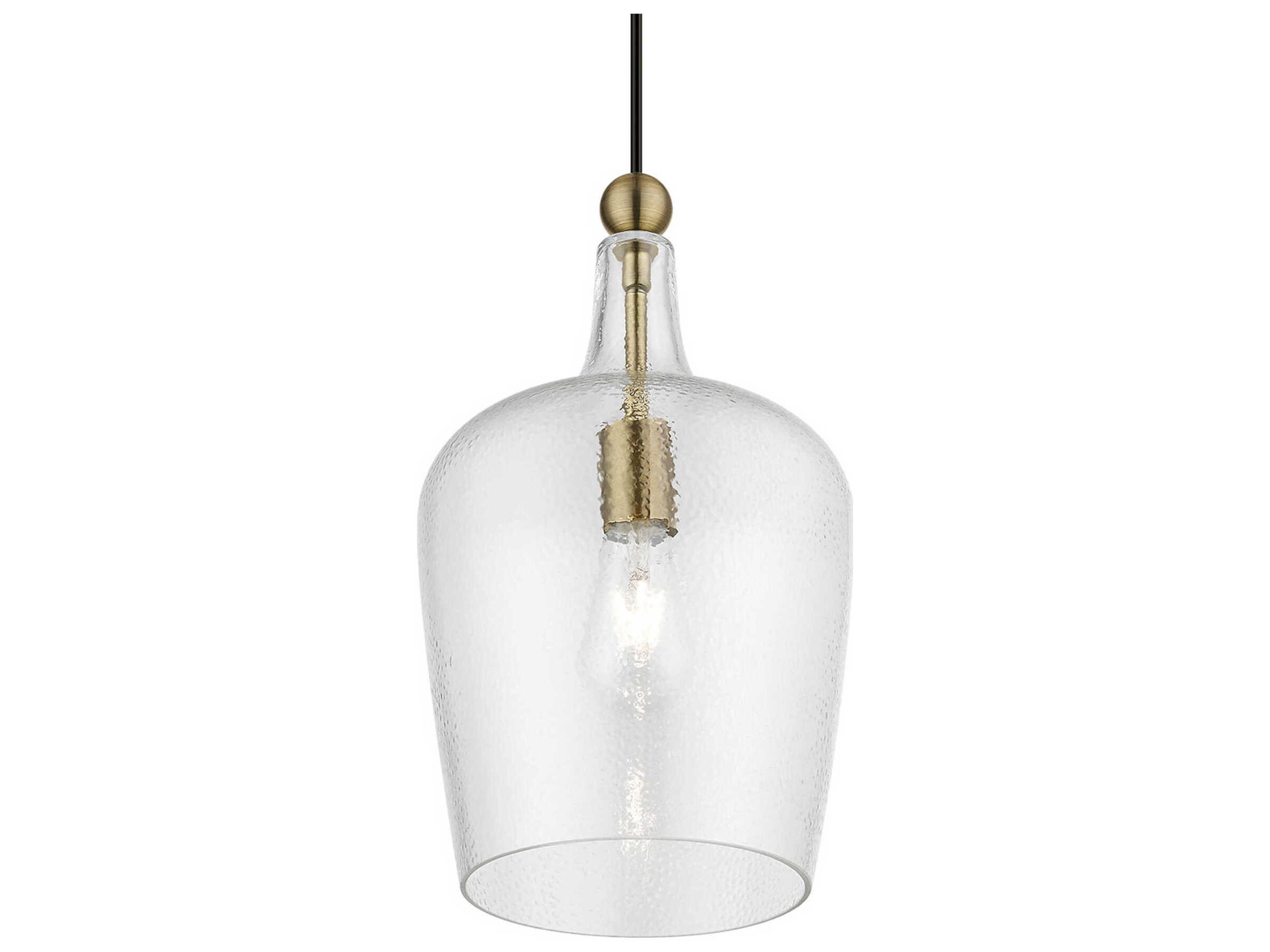 Livex Lighting Avery 1-Light Antique Brass Glass Bell Mini Pendant