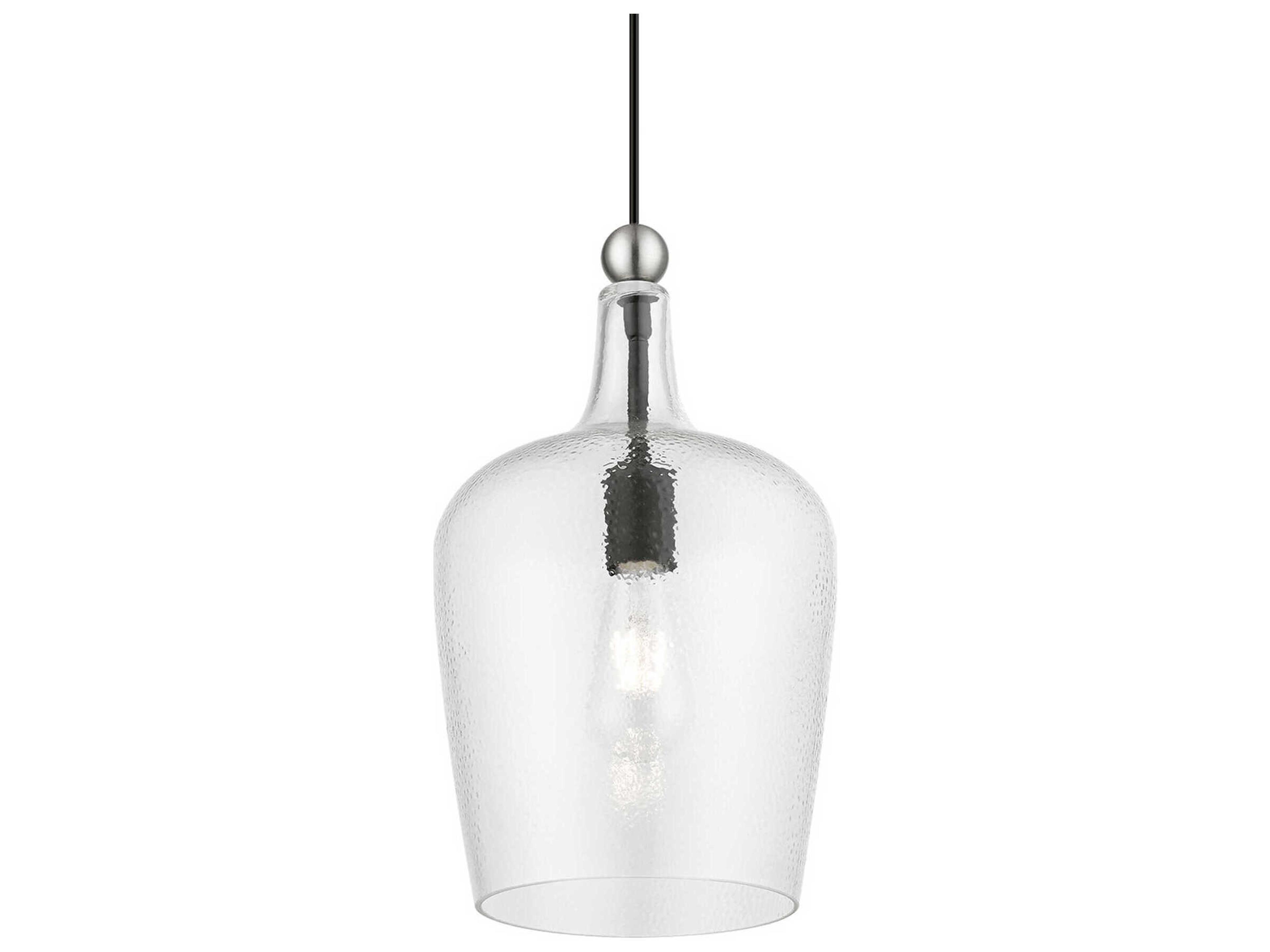 Livex Lighting Avery 1-Light Black Brushed Nickel Glass Bell Mini Pendant