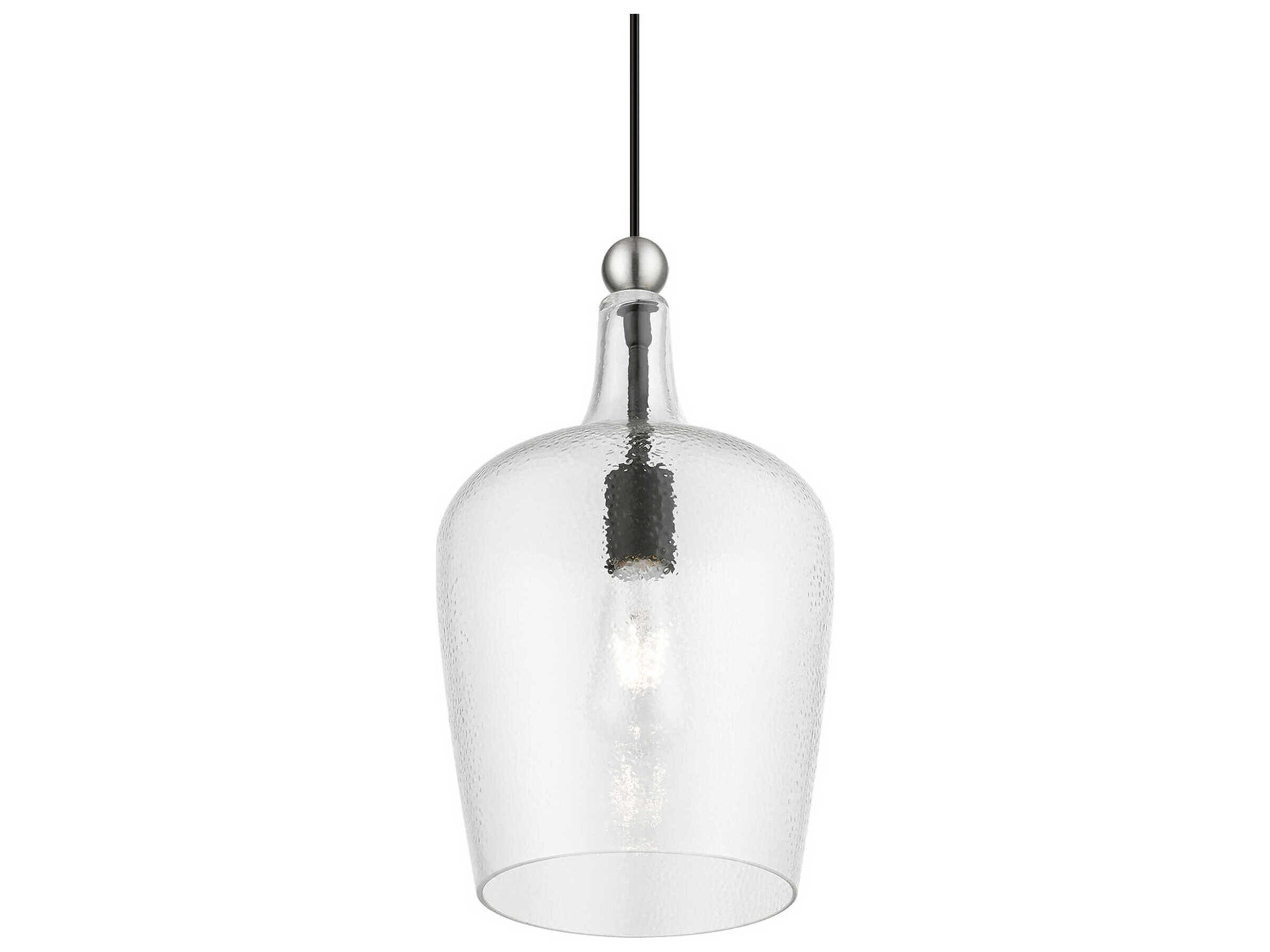 Livex Lighting Avery 1-Light Black Brushed Nickel Glass Bell Mini Pendant