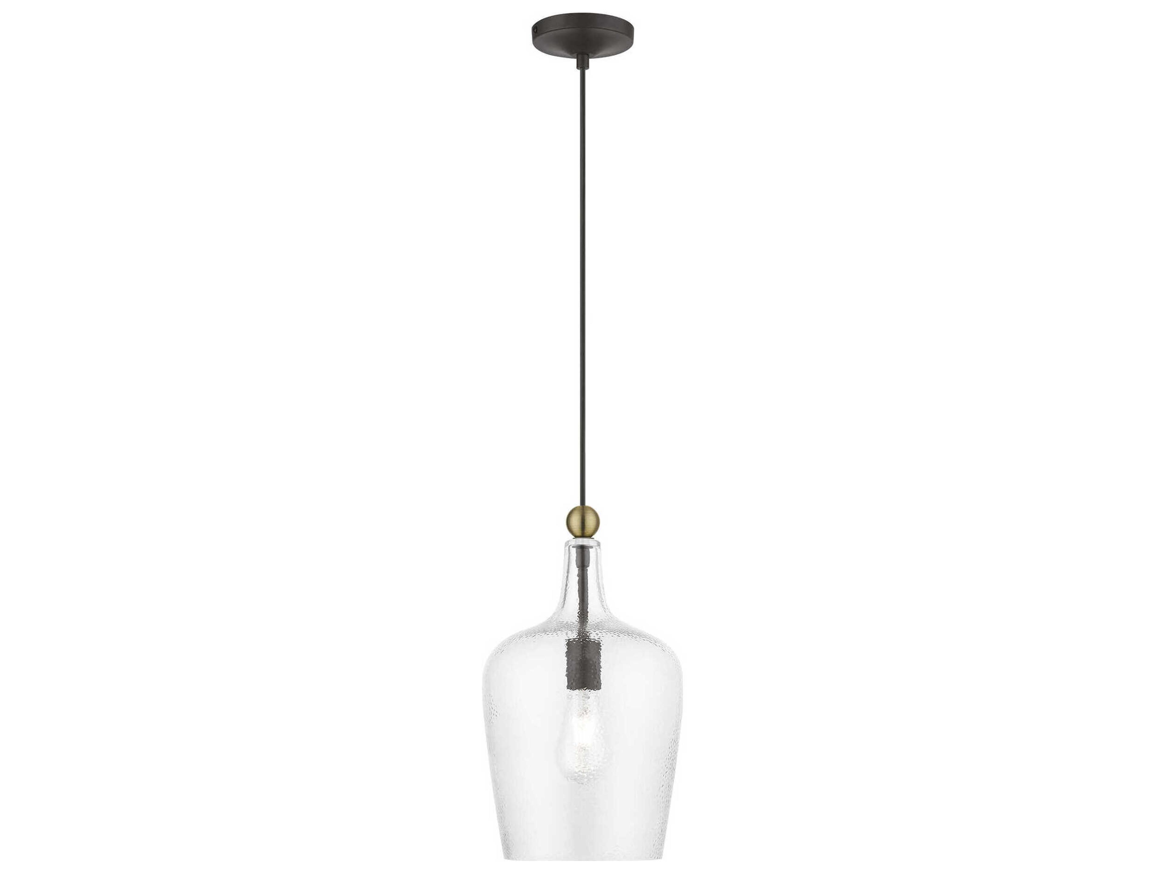 Avery 1-Light Bronze Antique Brass Glass Bell Mini Pendant
