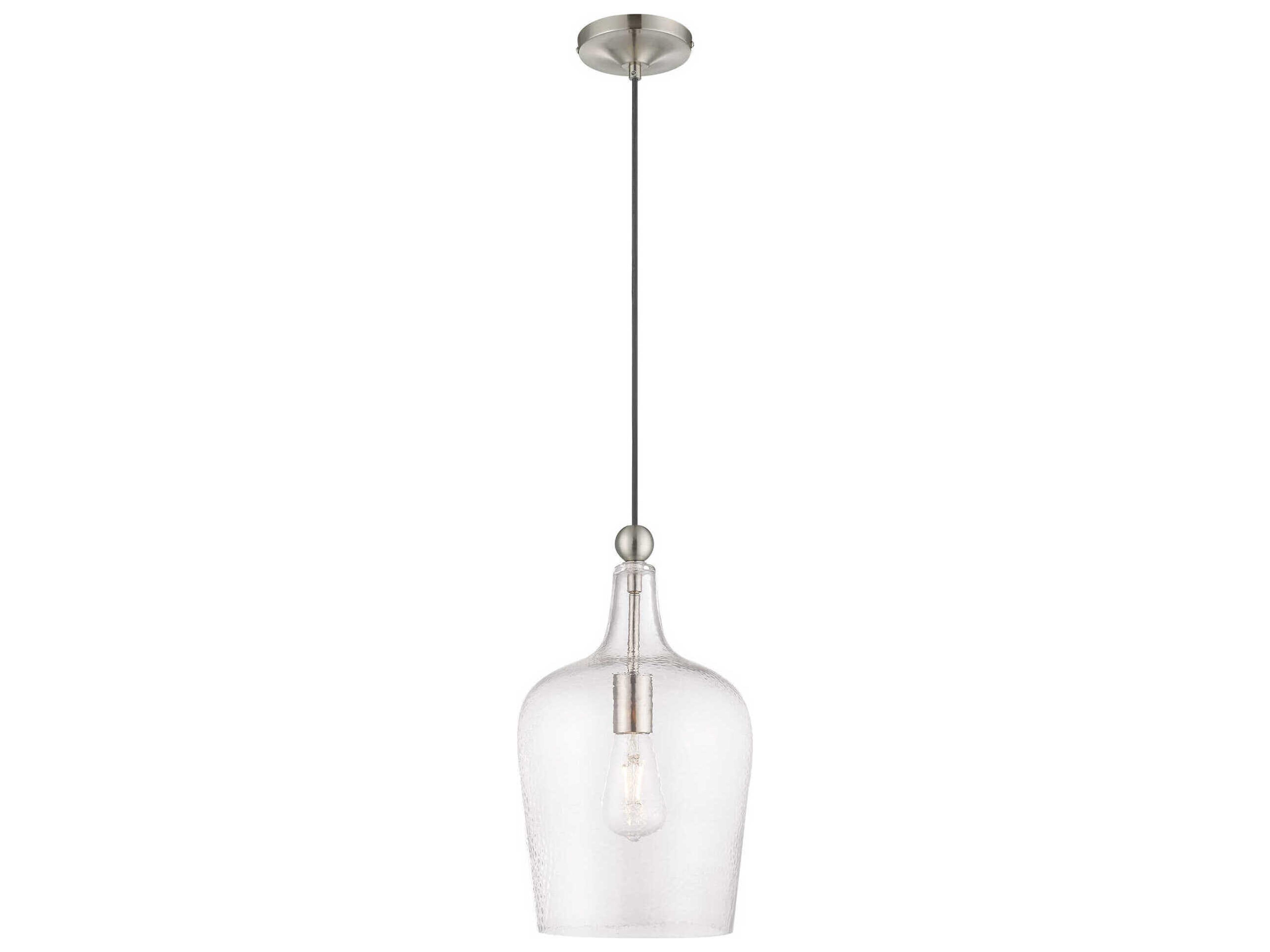 Art Glass 1-Light Brushed Nickel Cylinder Mini Pendant