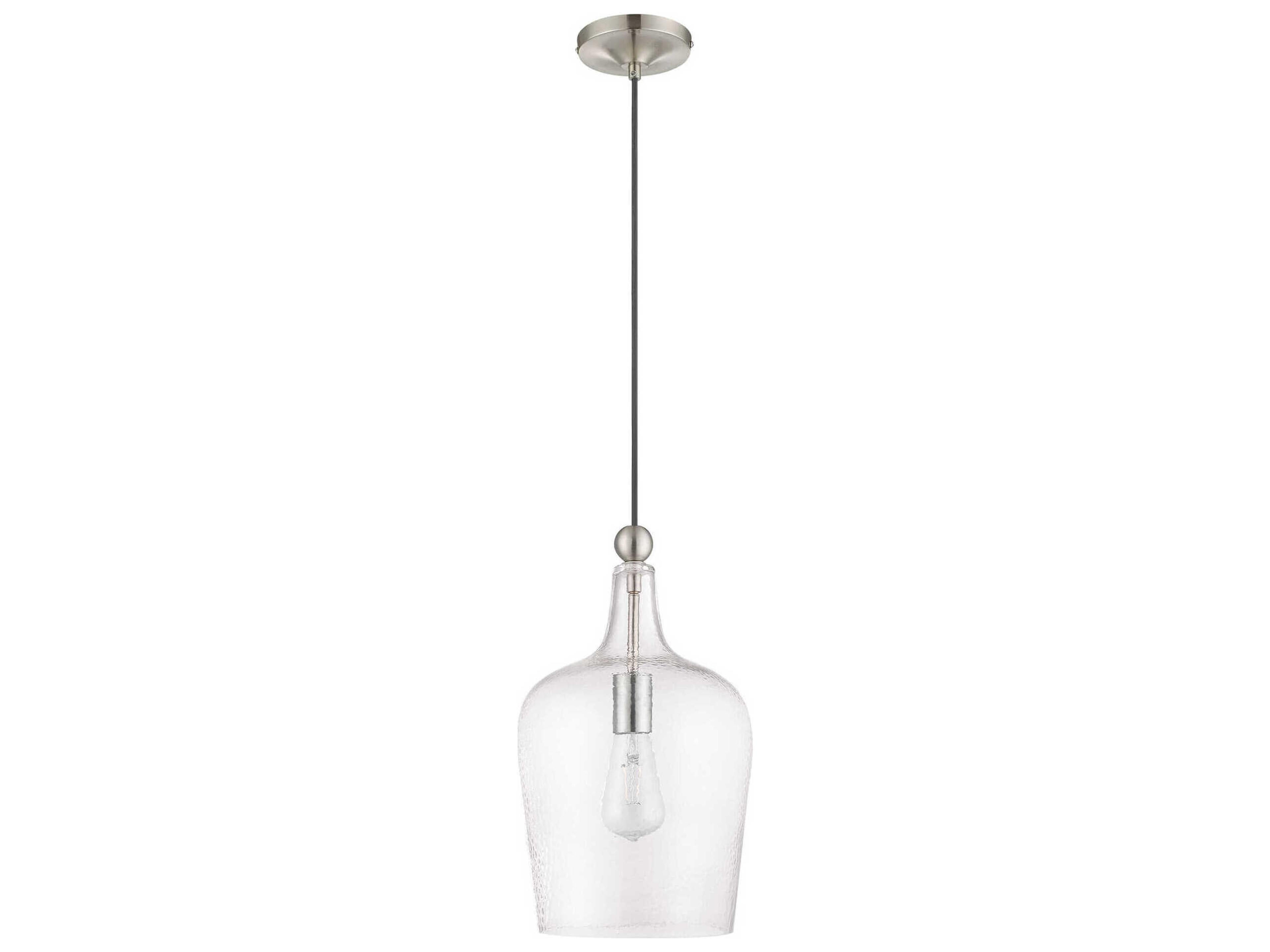 Livex Lighting Art Glass 1-Light Brushed Nickel Cylinder Mini Pendant