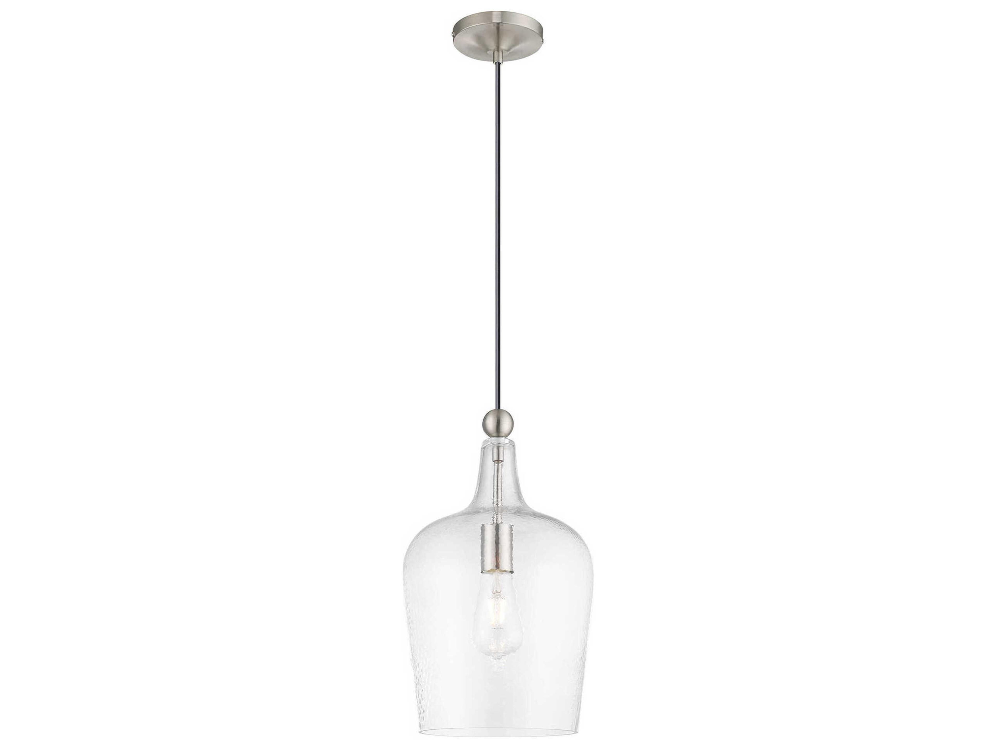 Livex Lighting Art Glass 1-Light Brushed Nickel Cylinder Mini Pendant