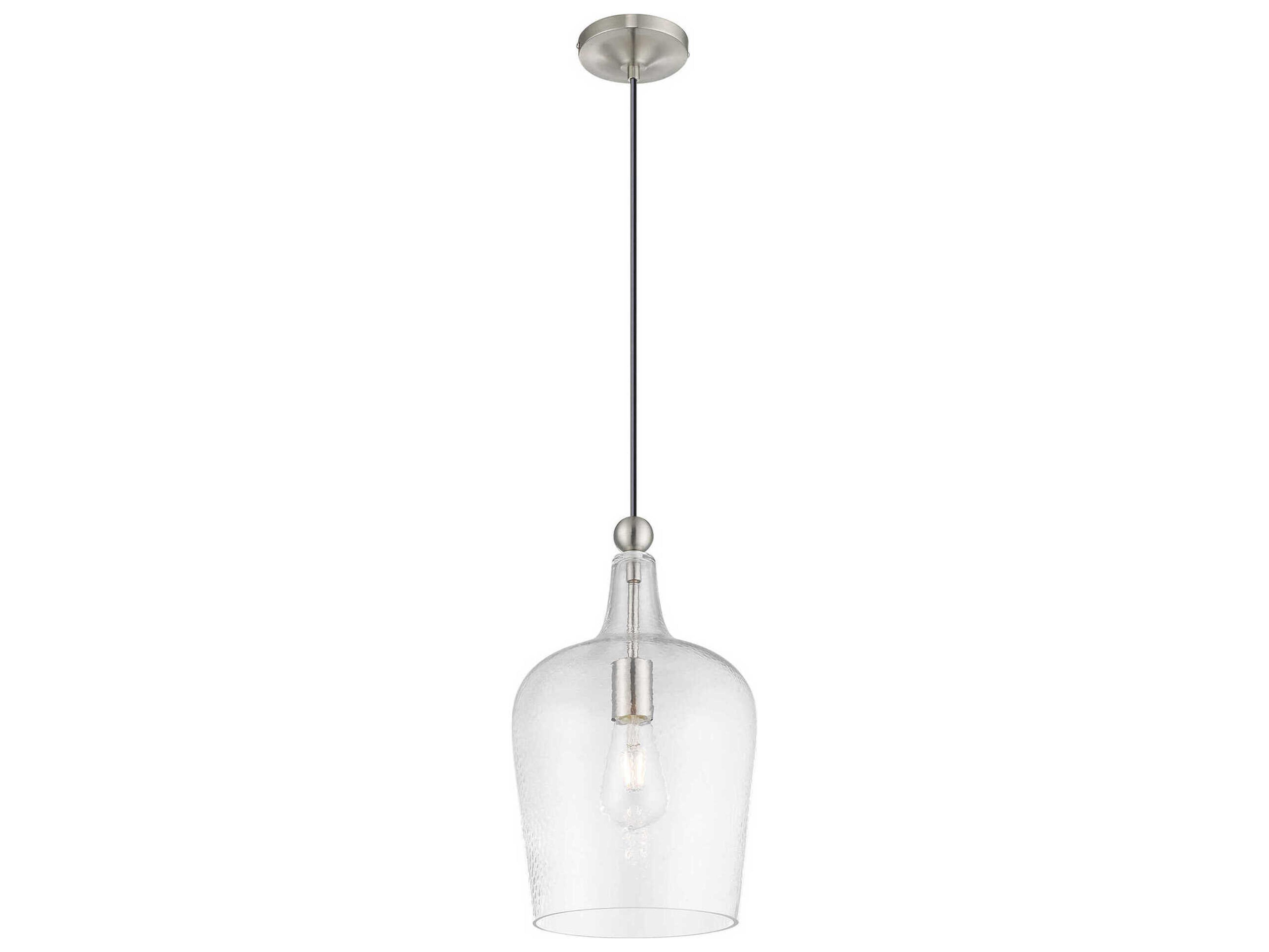 Livex Lighting Art Glass 1-Light Brushed Nickel Cylinder Mini Pendant