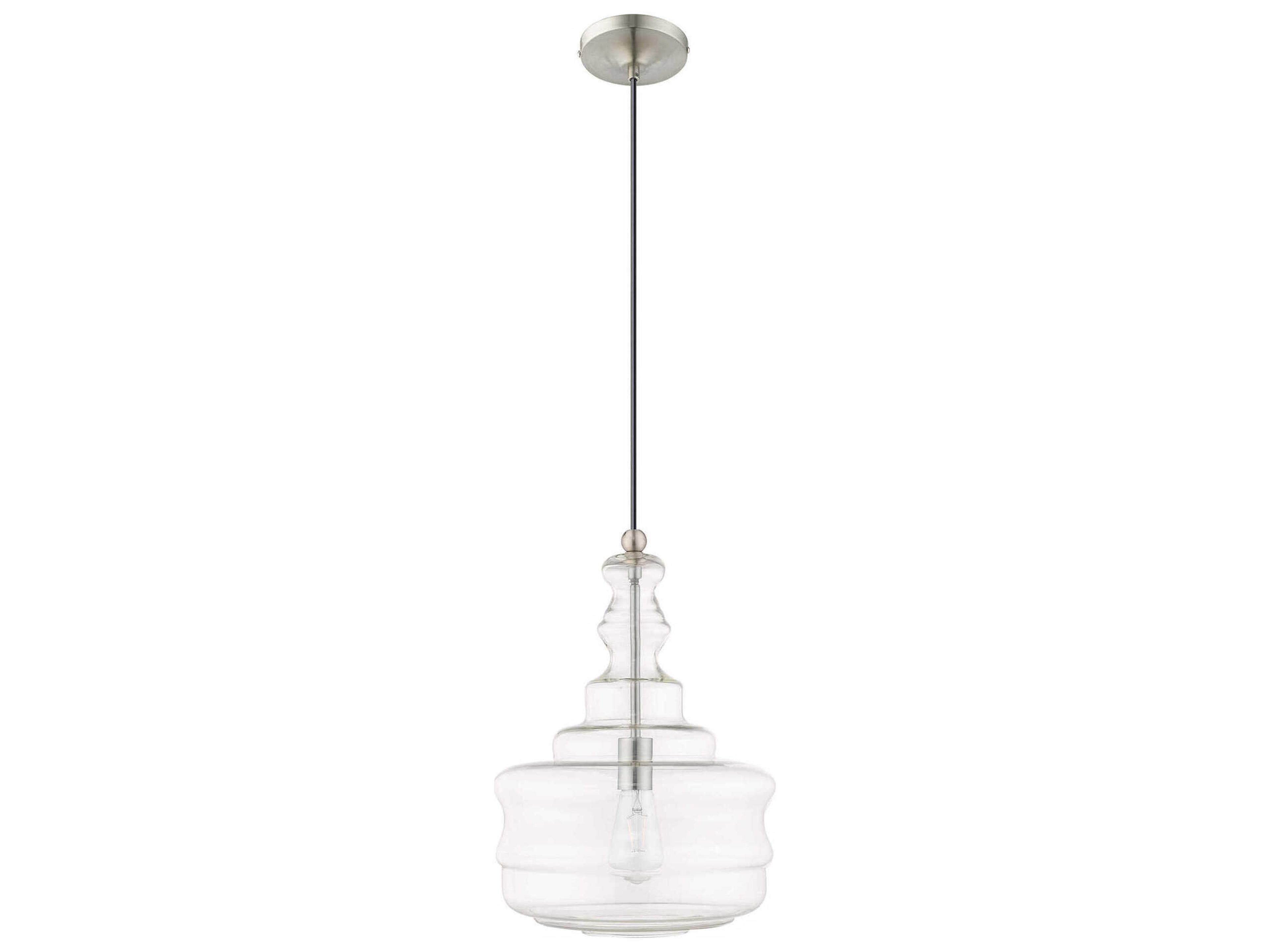 Livex Lighting Art Glass 1-Light Brushed Nickel Pendant