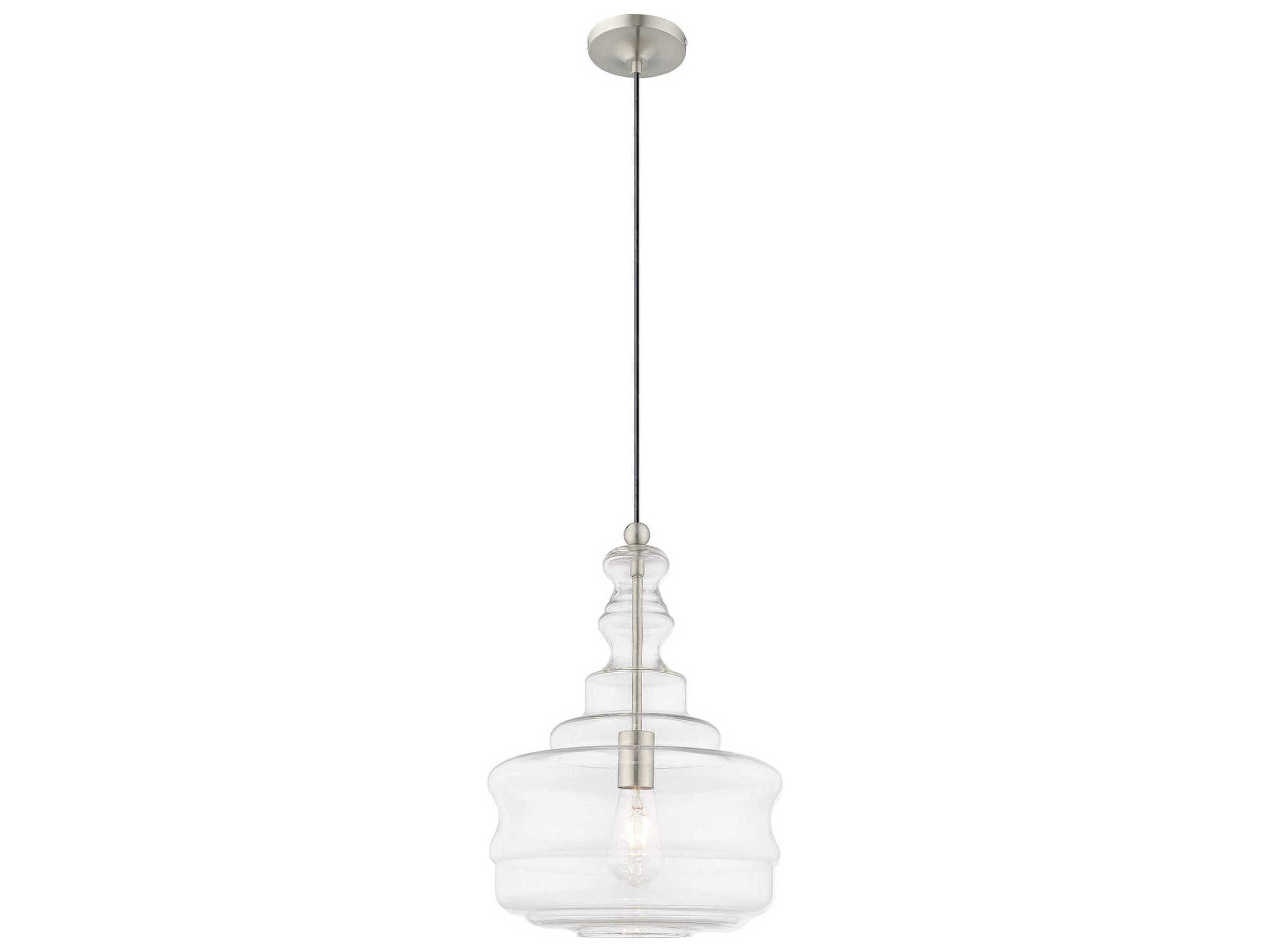 Livex Lighting Art Glass 1-Light Brushed Nickel Pendant