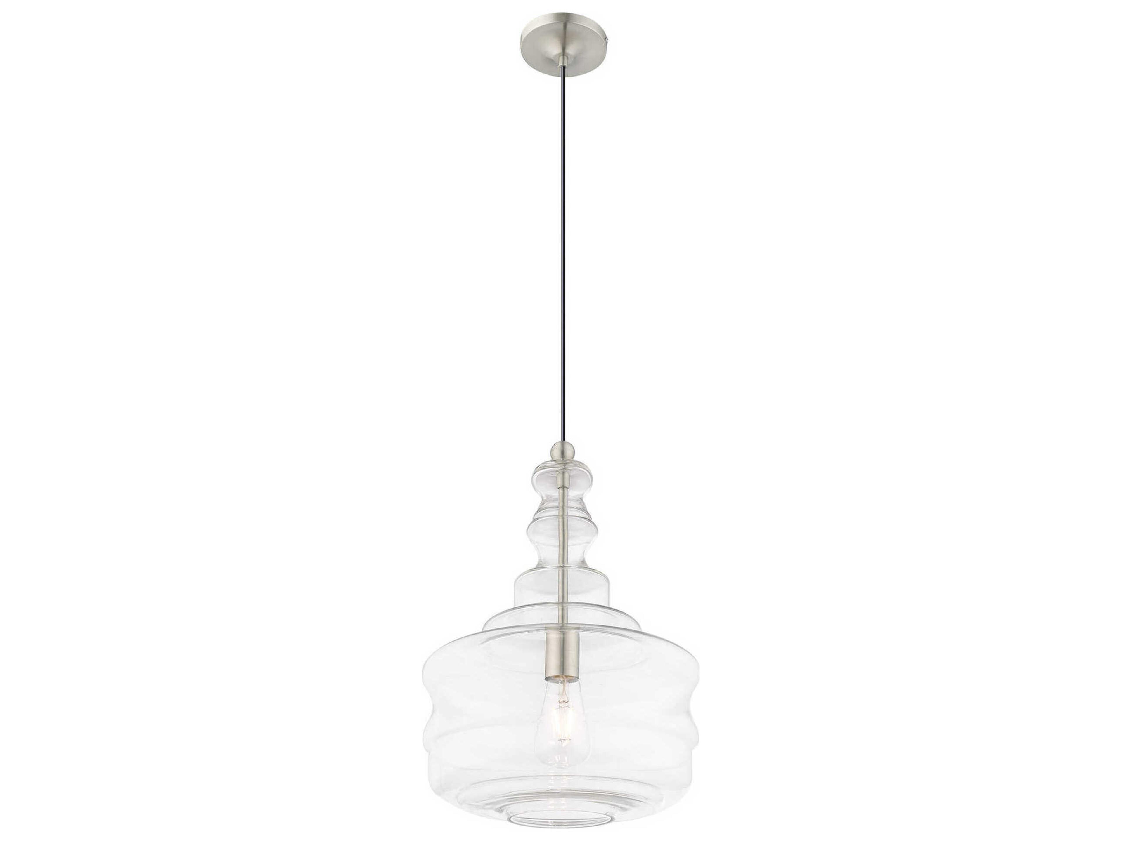 Livex Lighting Art Glass 1-Light Brushed Nickel Pendant