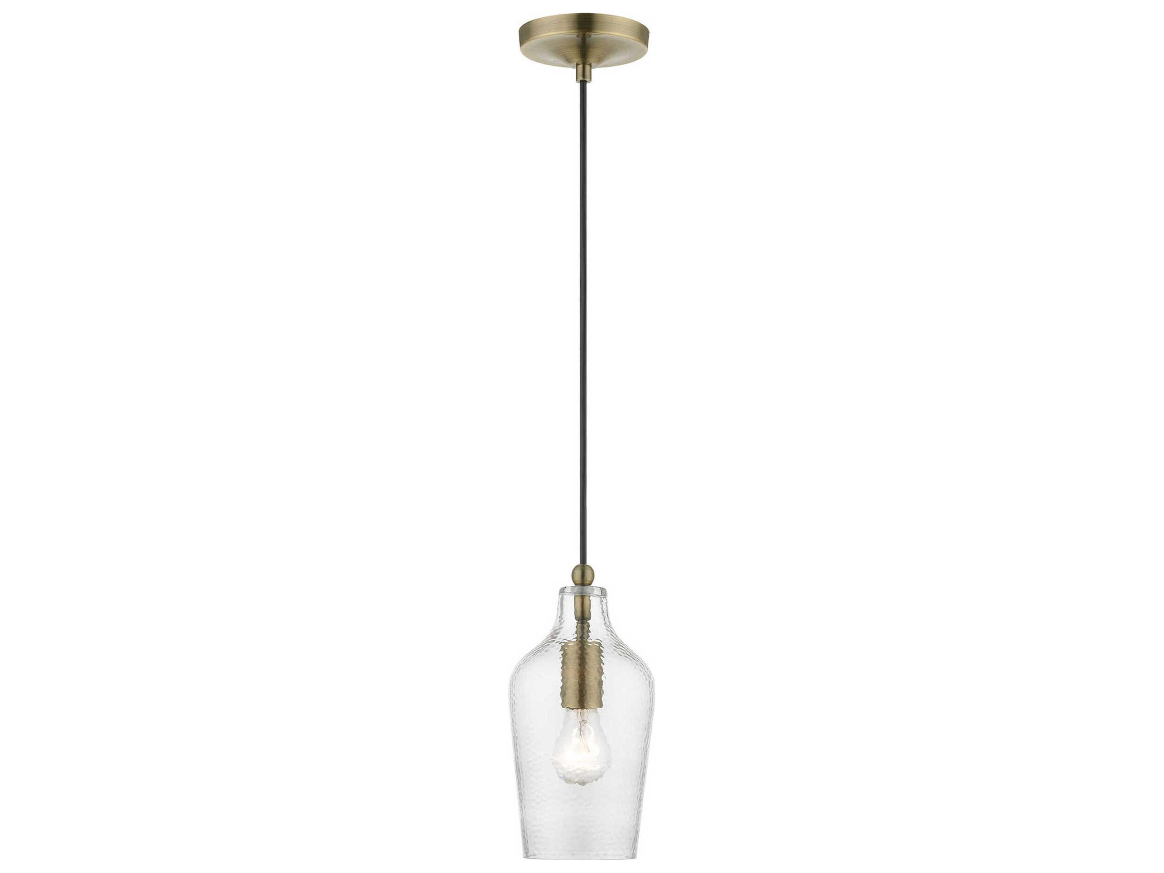 Avery 1-Light Antique Brass Glass Bell Mini Pendant