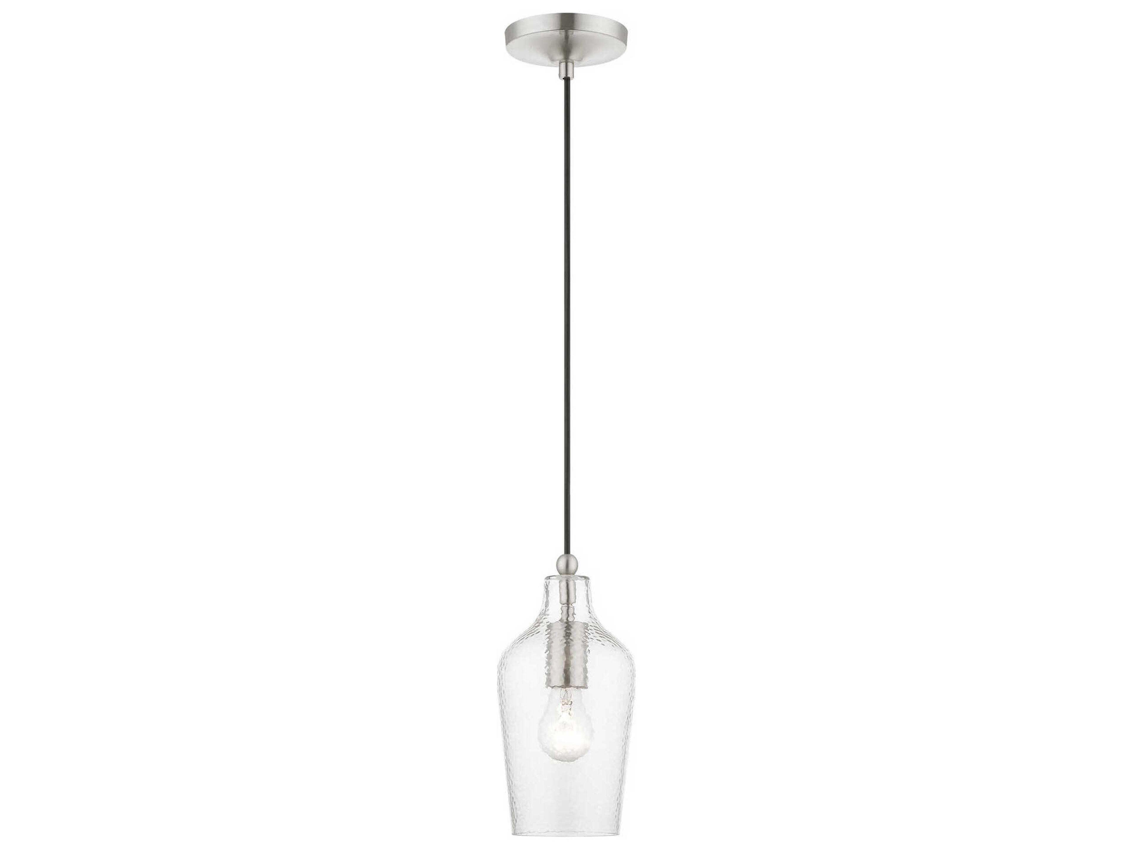 Avery 1-Light Brushed Nickel Glass Bell Mini Pendant