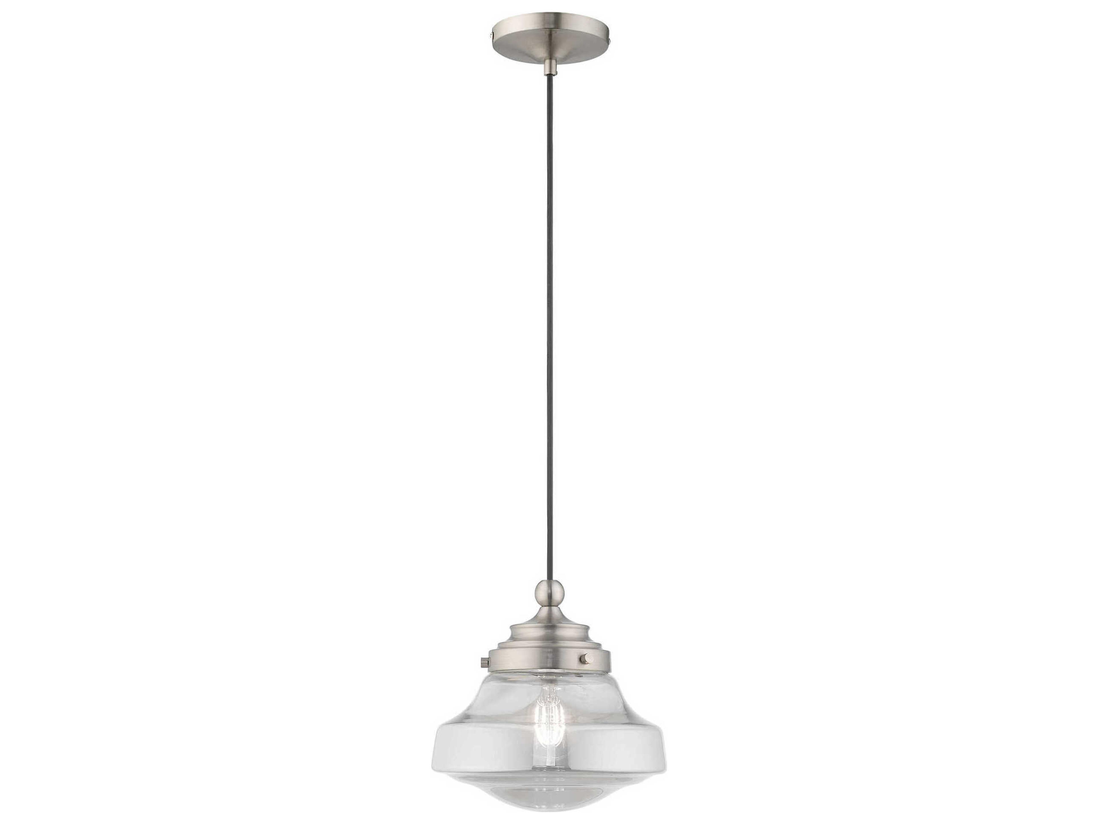 Art Glass 1-Light Brushed Nickel Clear Mini Pendant