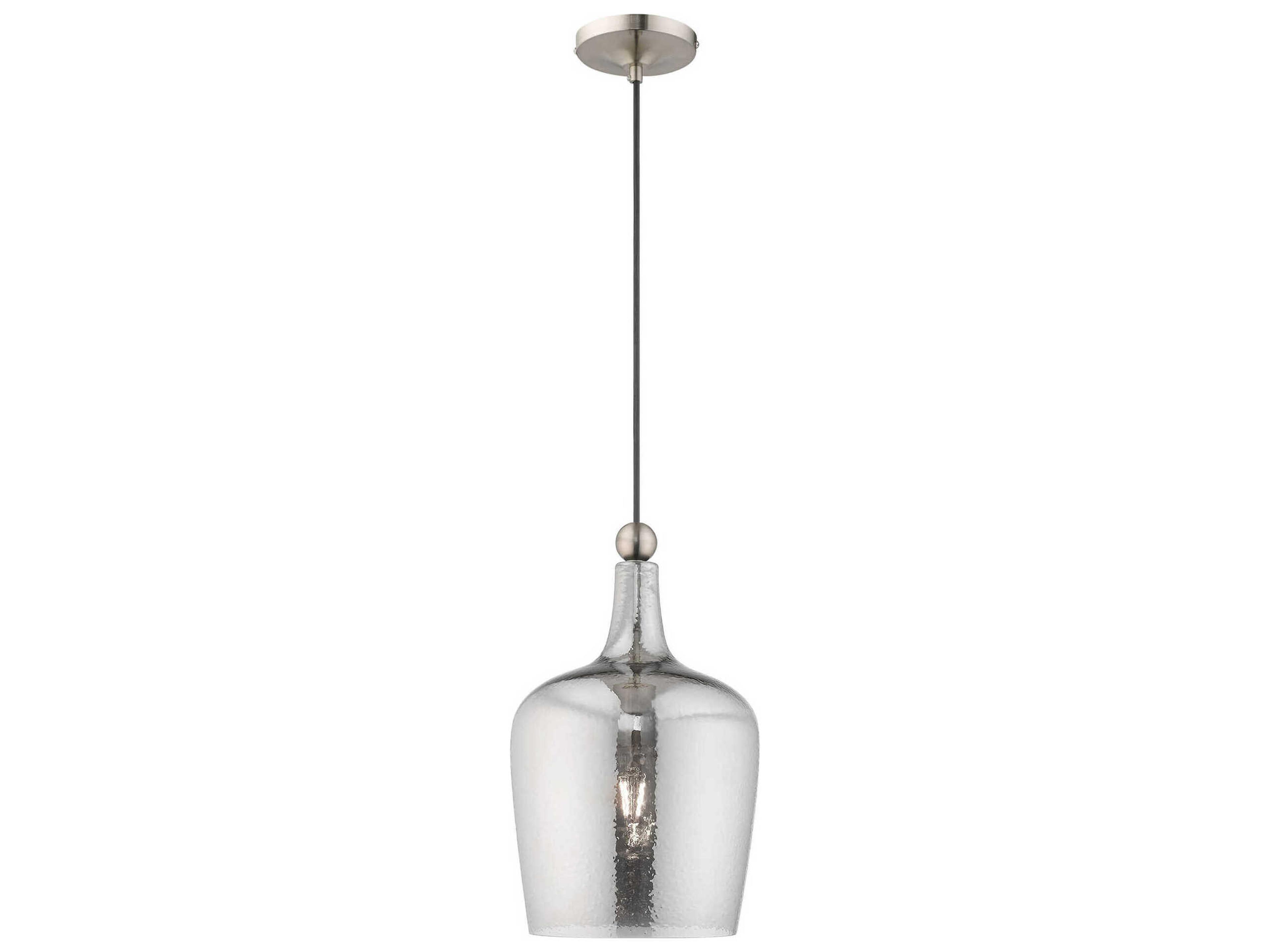 Art Glass 1-Light Brushed Nickel Clear Cylinder Mini Pendant