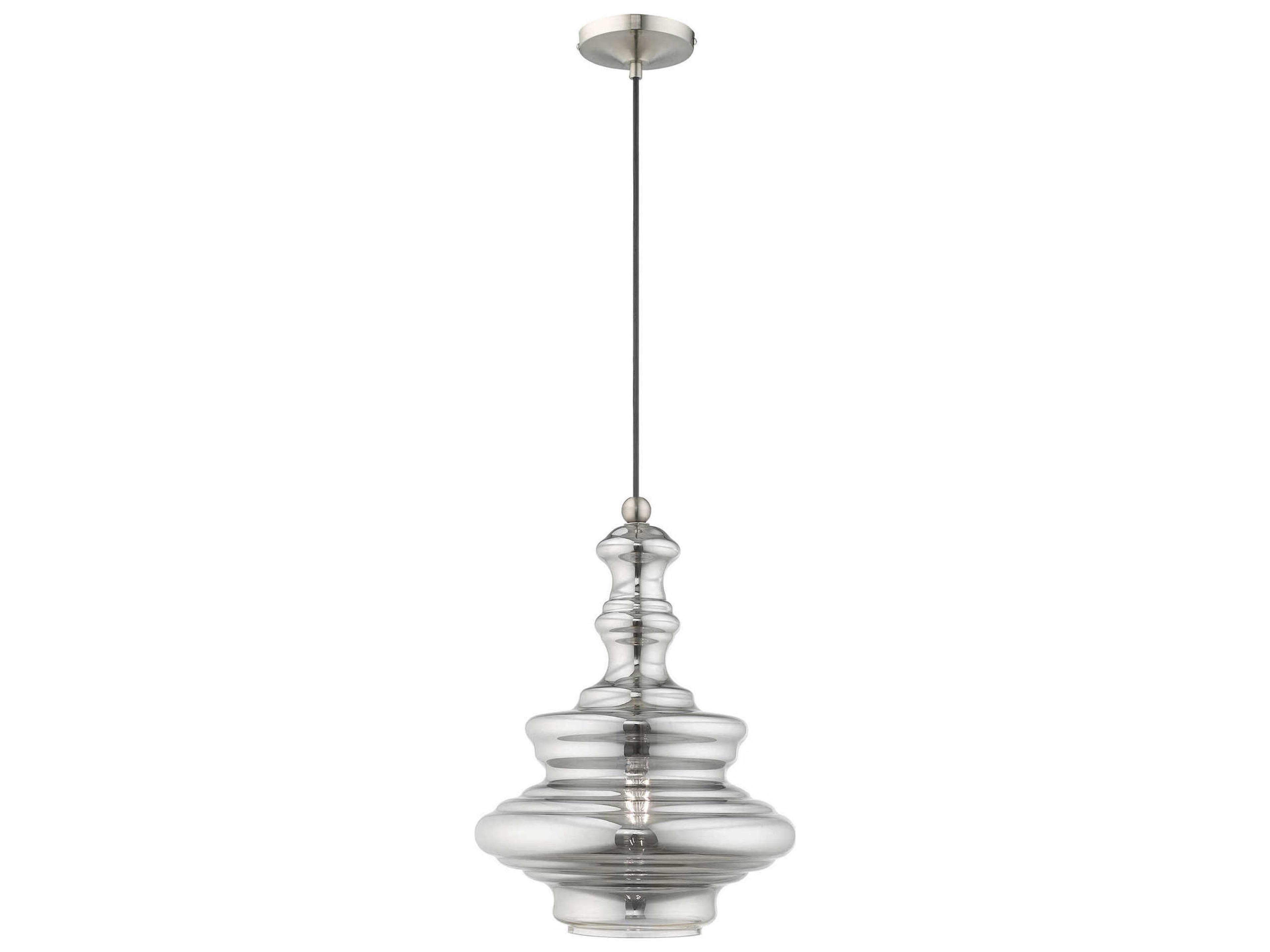 Art Glass 1-Light Brushed Nickel Clear Pendant