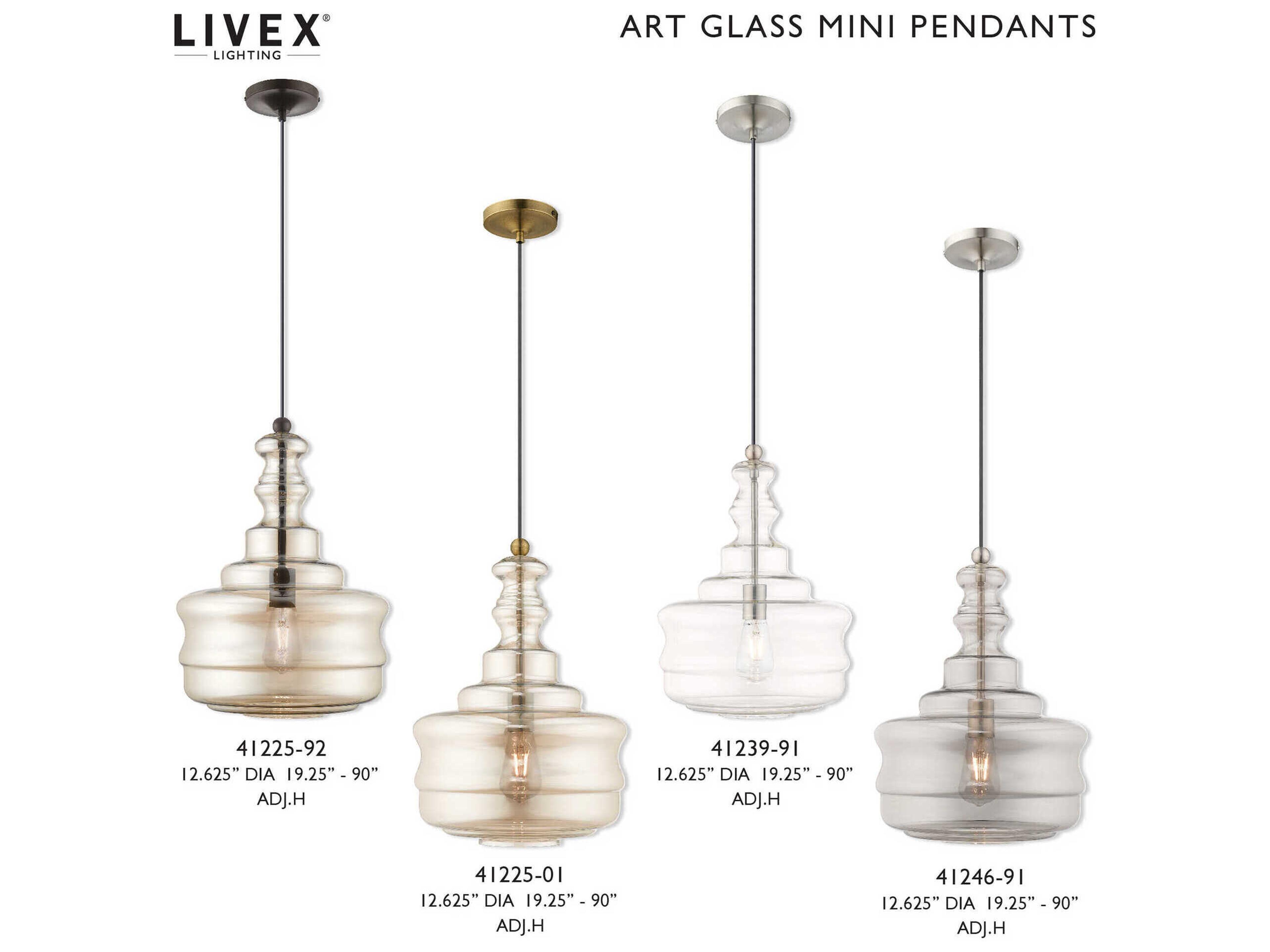 Livex Lighting Art Glass 1-Light Brushed Nickel Clear Pendant